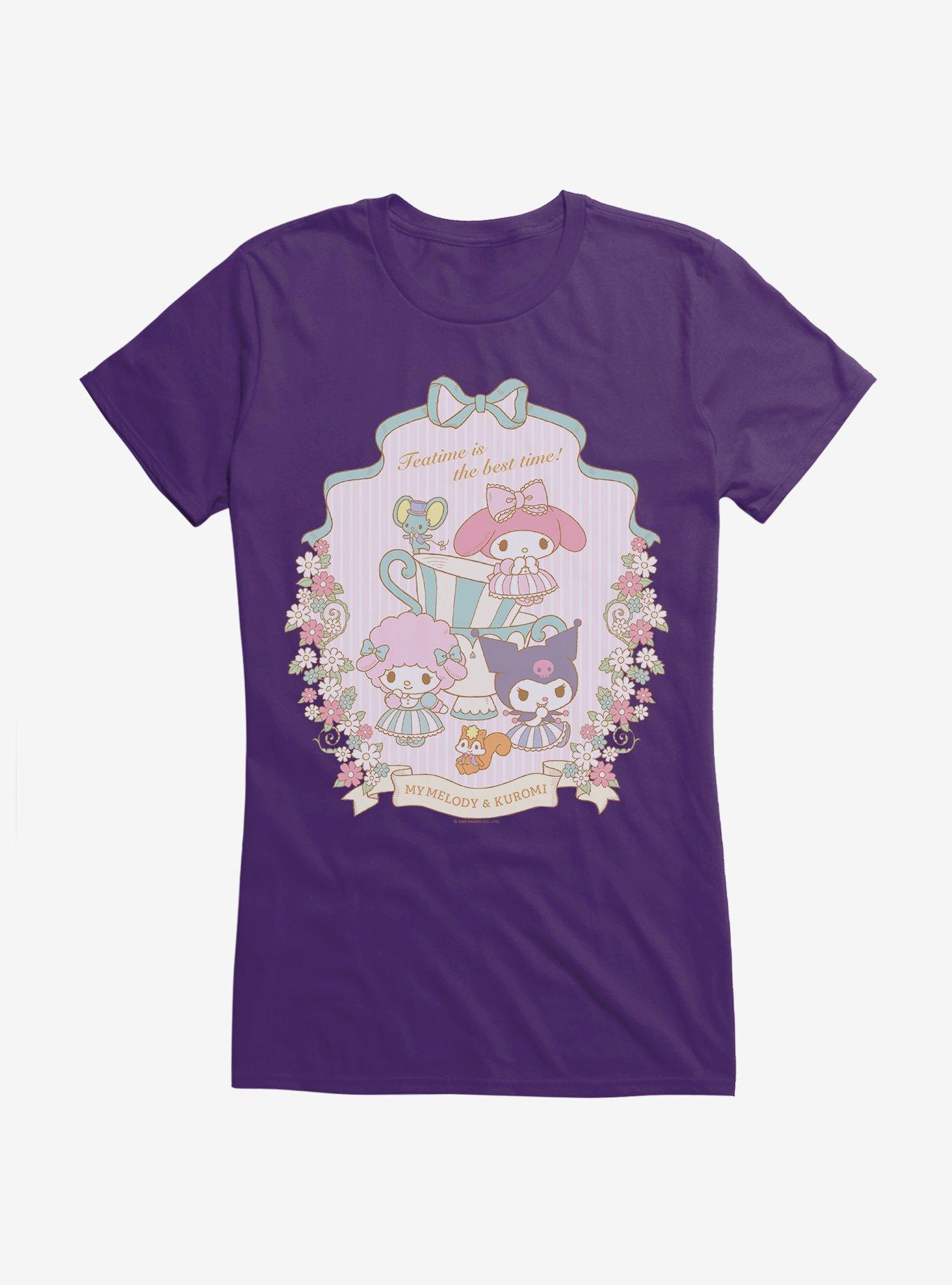 My Melody & Kuromi Tea Time Is The Best Time Girls T-Shirt, PURPLE, hi-res