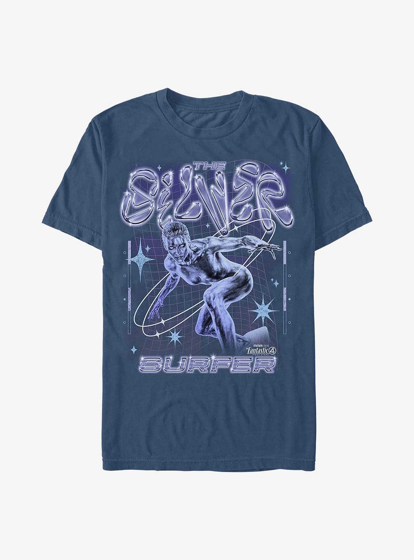 Marvel The Fantastic Four: First Steps Silver Surfer Chrome Shine Garment Dye T-Shirt Hot Topic Web Exclusive, , hi-res