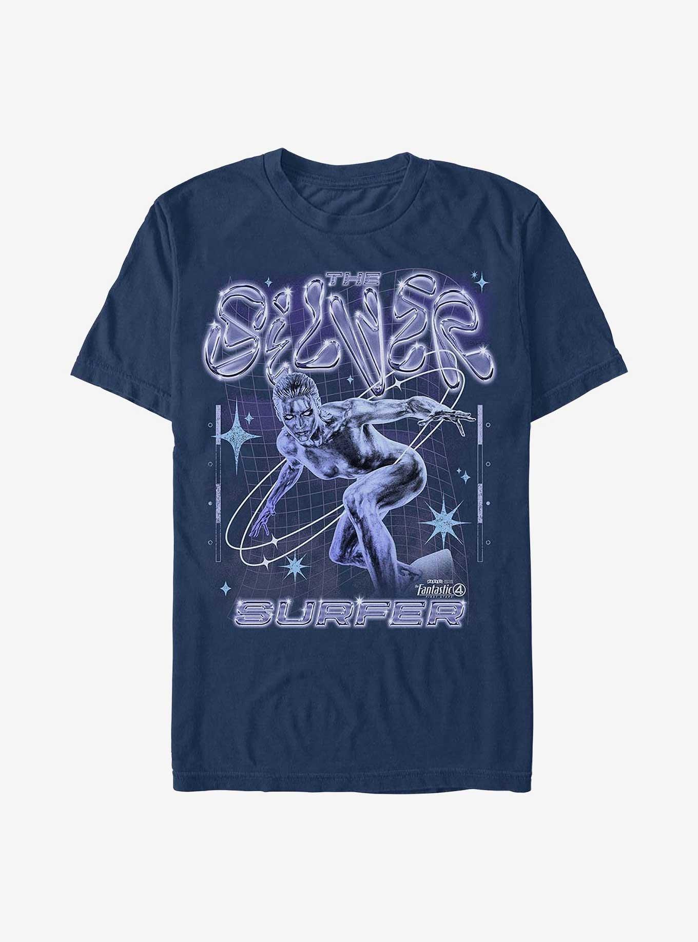 Marvel The Fantastic Four: First Steps Silver Surfer Garment Dye T-Shirt Hot Topic Exclusive, TRUENAVY, hi-res