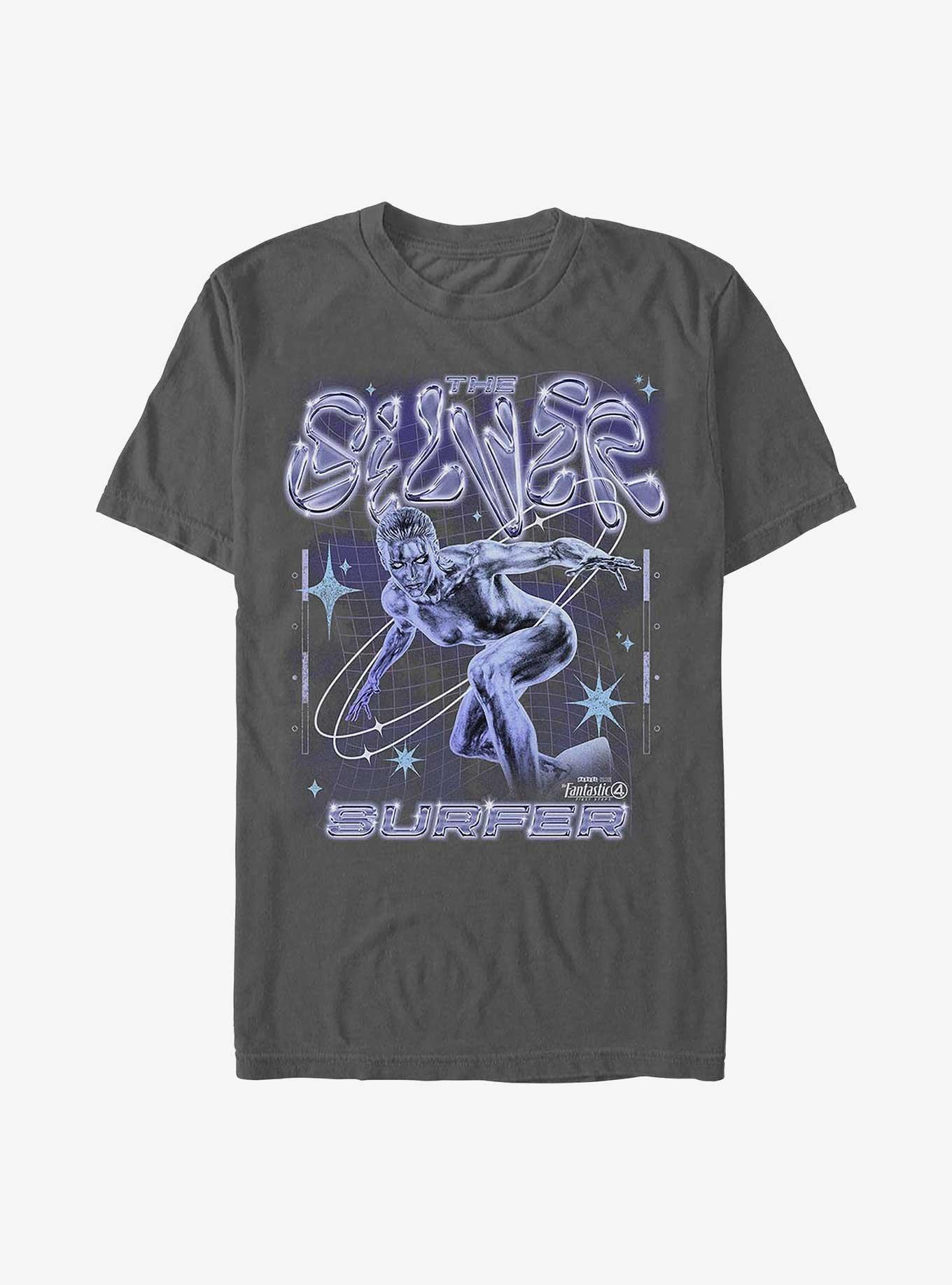 Marvel The Fantastic Four: First Steps Silver Surfer Chrome Shine Garment Dye T-Shirt Hot Topic Web Exclusive, , hi-res