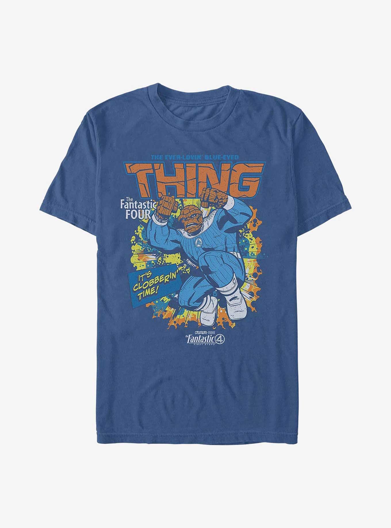 Marvel The Fantastic Four: First Steps Thing Cover Garment Dye T-Shirt Hot Topic Web Exclusive, CHINABLUE, hi-res
