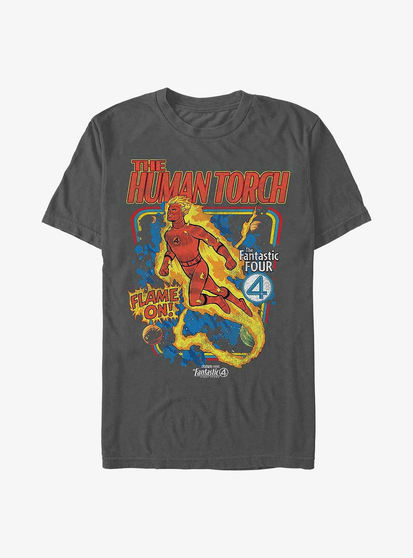 Marvel The Fantastic Four: First Steps Blazing Storm Garment Dye T-Shirt Hot Topic Web Exclusive, GRAPHITE, hi-res