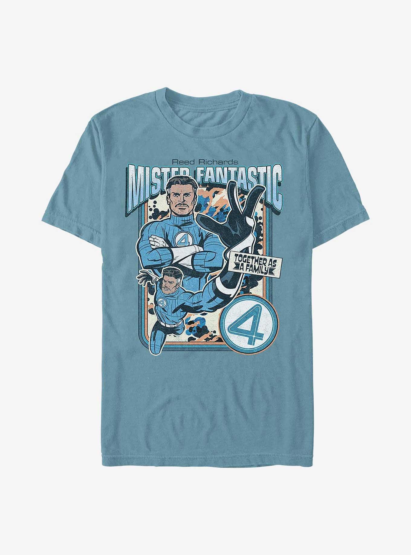 Marvel The Fantastic Four: First Steps Mister Fantastic Reed Garment Dye T-Shirt Hot Topic Web Exclusive, ICE BLUE, hi-res