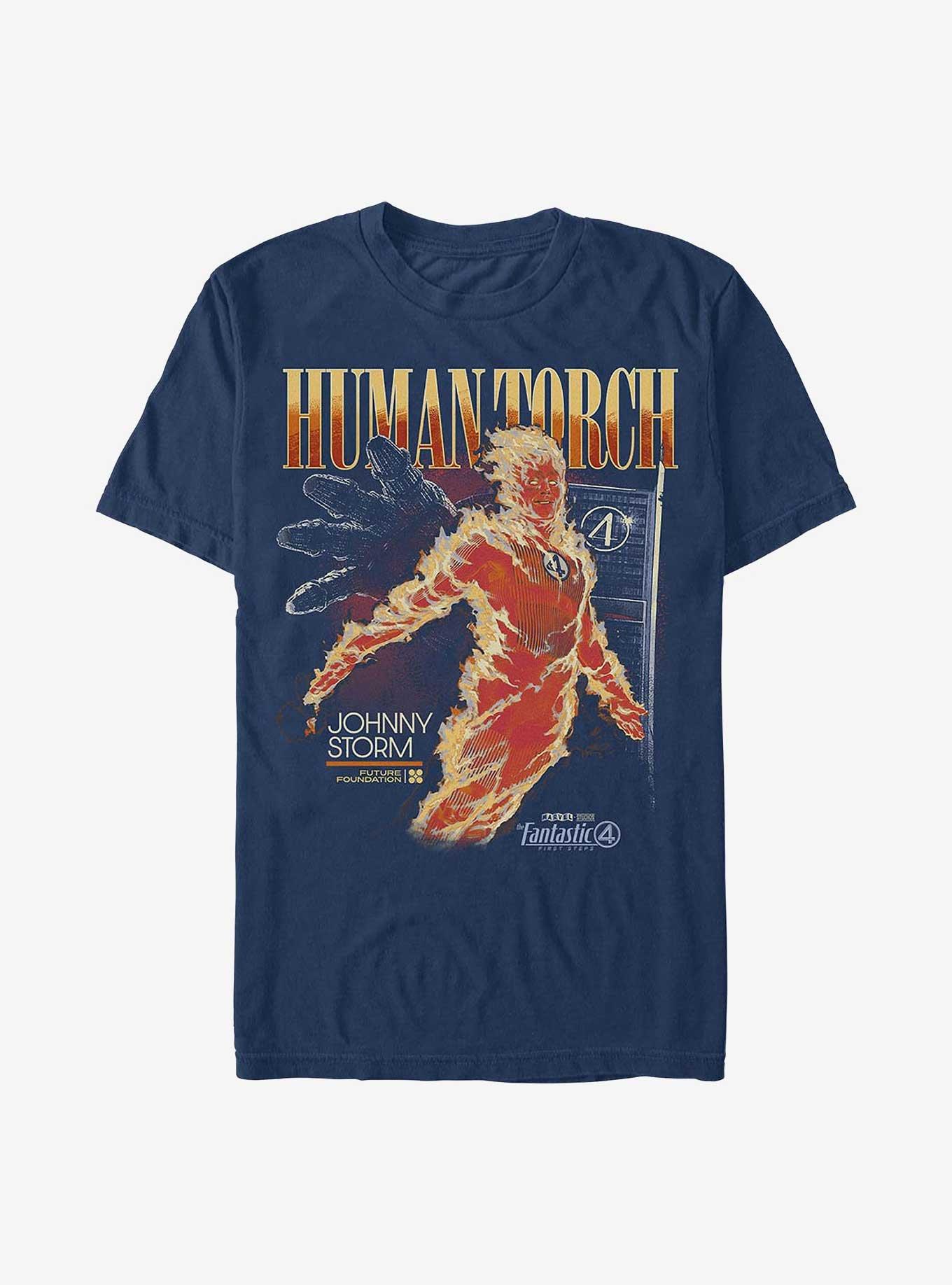 Marvel The Fantastic Four: First Steps Human Torch Garment Dye T-Shirt Hot Topic Exclusive, TRUENAVY, hi-res