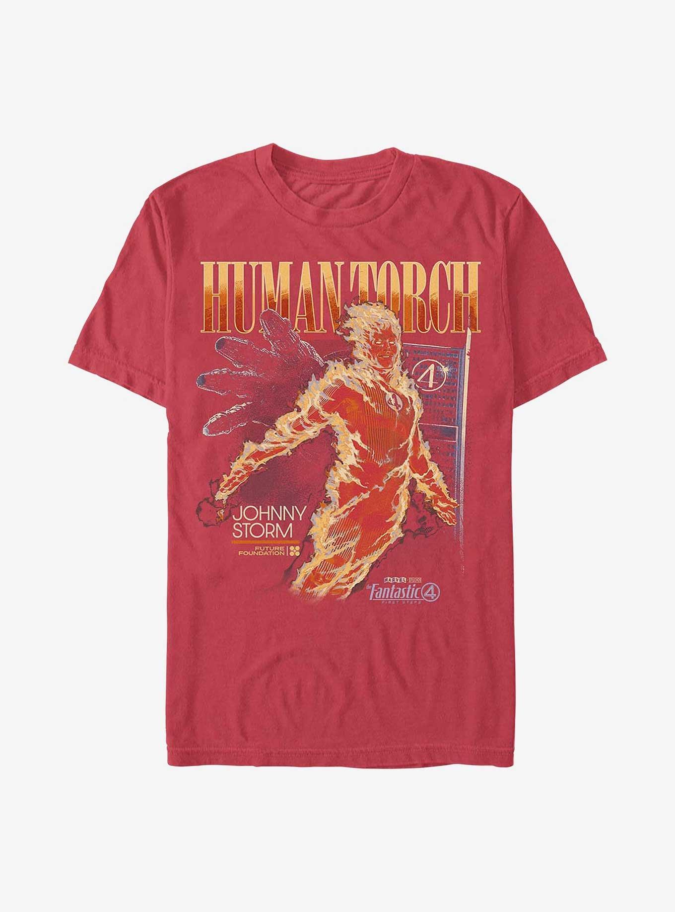 Marvel The Fantastic Four: First Steps Human Torch Garment Dye T-Shirt Hot Topic Web Exclusive, CHILI, hi-res