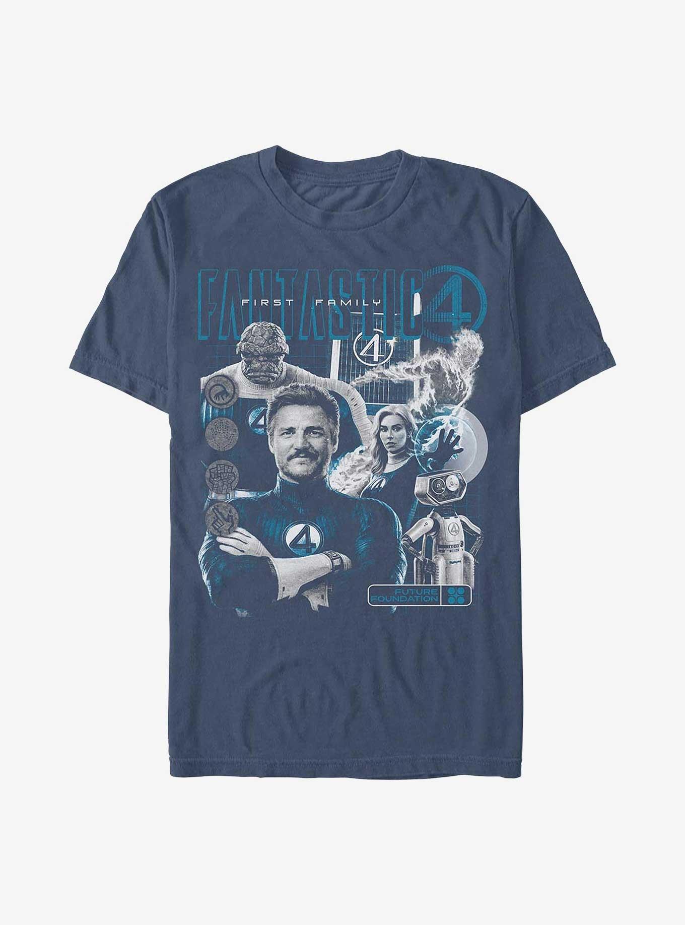 Marvel The Fantastic Four: First Steps Club Fantastic Garment Dye T-Shirt Hot Topic Web Exclusive, DENIM, hi-res