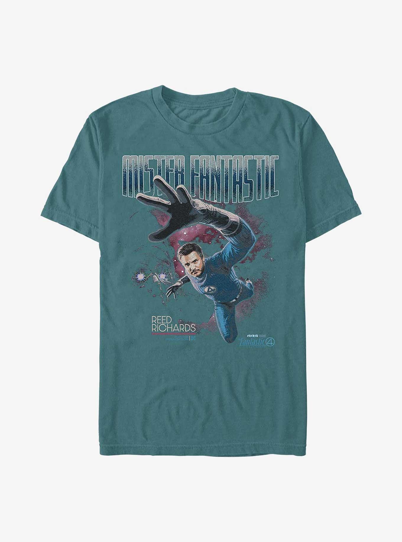 Marvel The Fantastic Four: First Steps Beyond Limits Garment Dye T-Shirt Hot Topic Web Exclusive, BLUE SPRUCE, hi-res