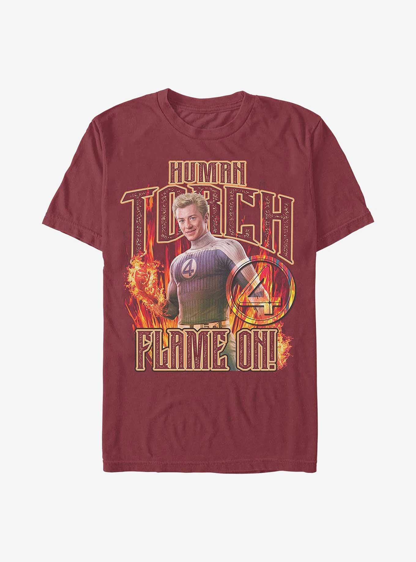 Marvel The Fantastic Four: First Steps Torch Flames Garment Dye T-Shirt Hot Topic Web Exclusive, BRICK, hi-res