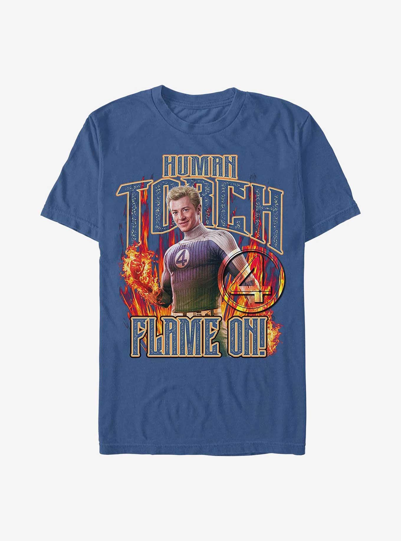 Marvel The Fantastic Four: First Steps Torch Flames Garment Dye T-Shirt Hot Topic Web Exclusive, CHINABLUE, hi-res