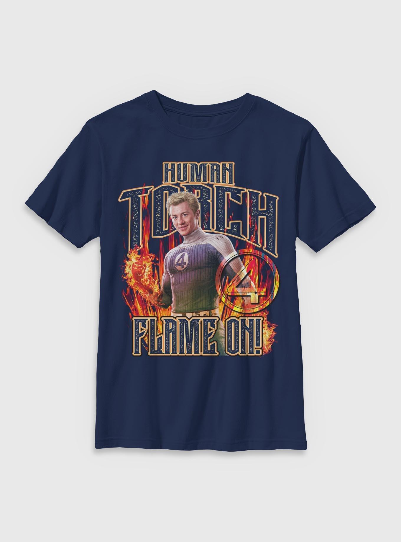 Marvel The Fantastic Four: First Steps Johnny Storm Human Torch Flame On Youth T-Shirt BoxLunch Exclusive, , hi-res