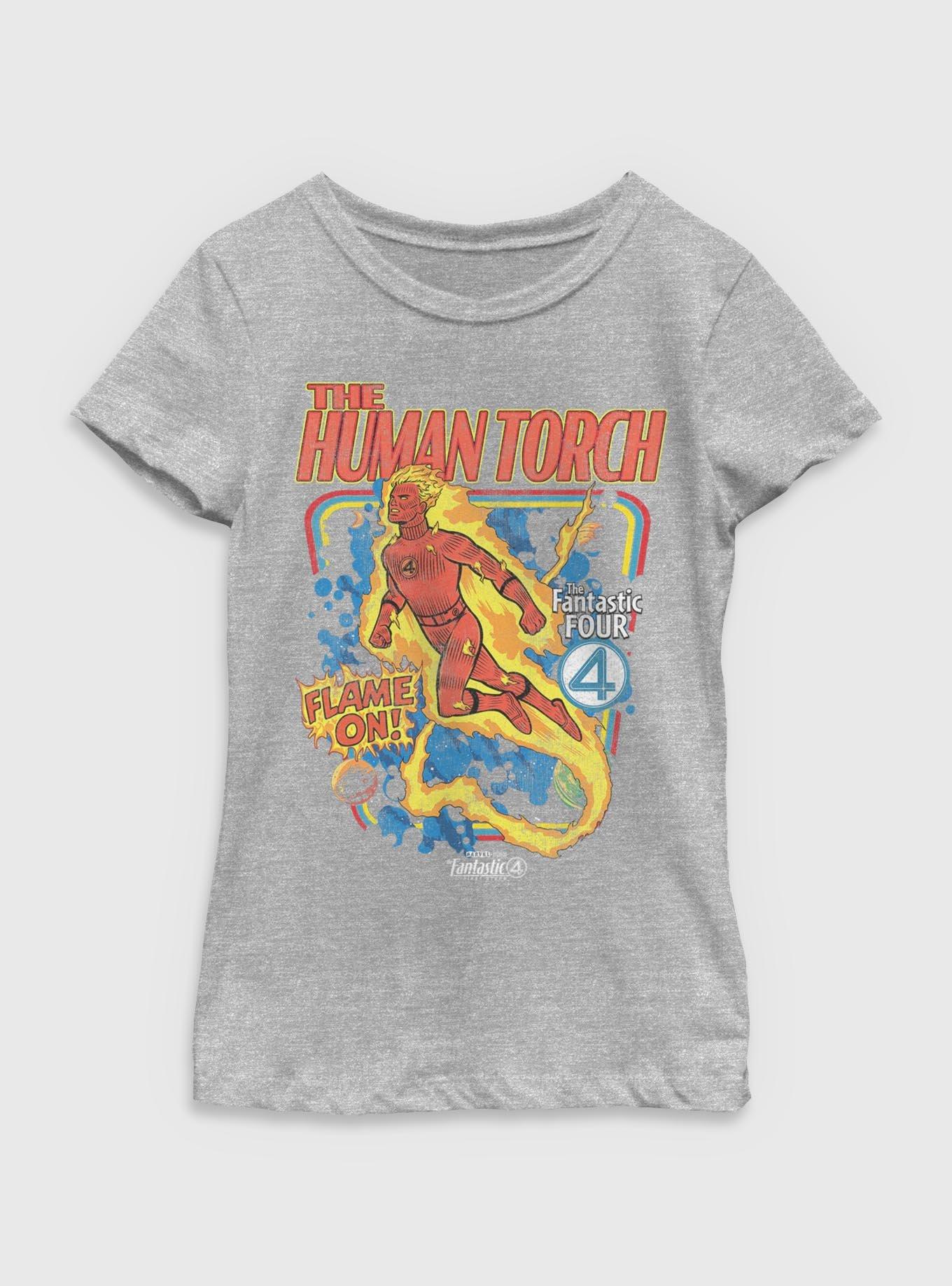 Marvel The Fantastic Four: First Steps Comic Cover Johnny Storm Human Torch Youth Girls T-Shirt BoxLunch Exclusive, , hi-res