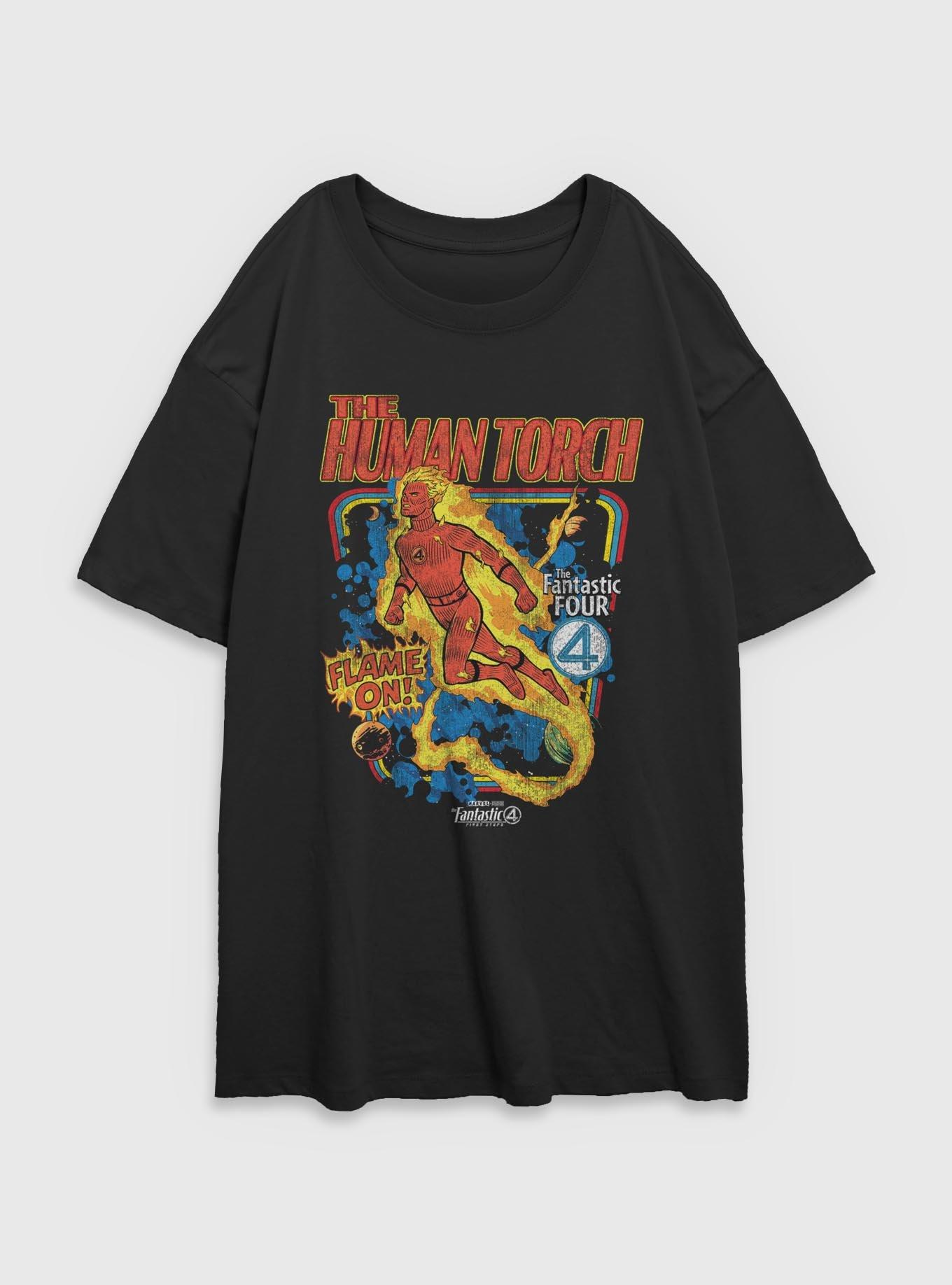 Marvel The Fantastic Four: First Steps Comic Cover Johnny Storm Human Torch Womens Oversized T-Shirt BoxLunch Exclusive, , hi-res