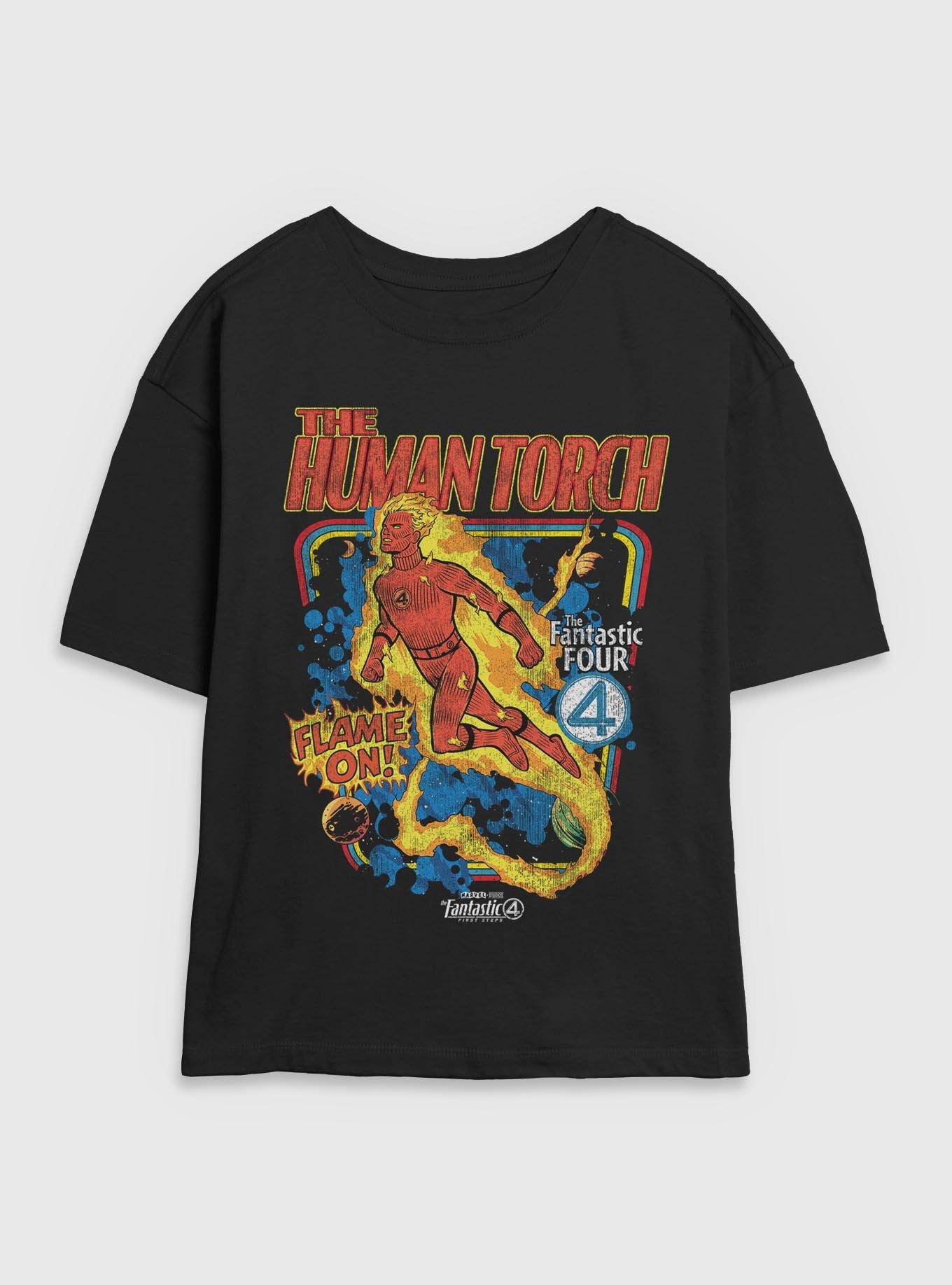 Marvel The Fantastic Four: First Steps Comic Cover Johnny Storm Human Torch Womens Skimmer T-Shirt BoxLunch Exclusive, , hi-res