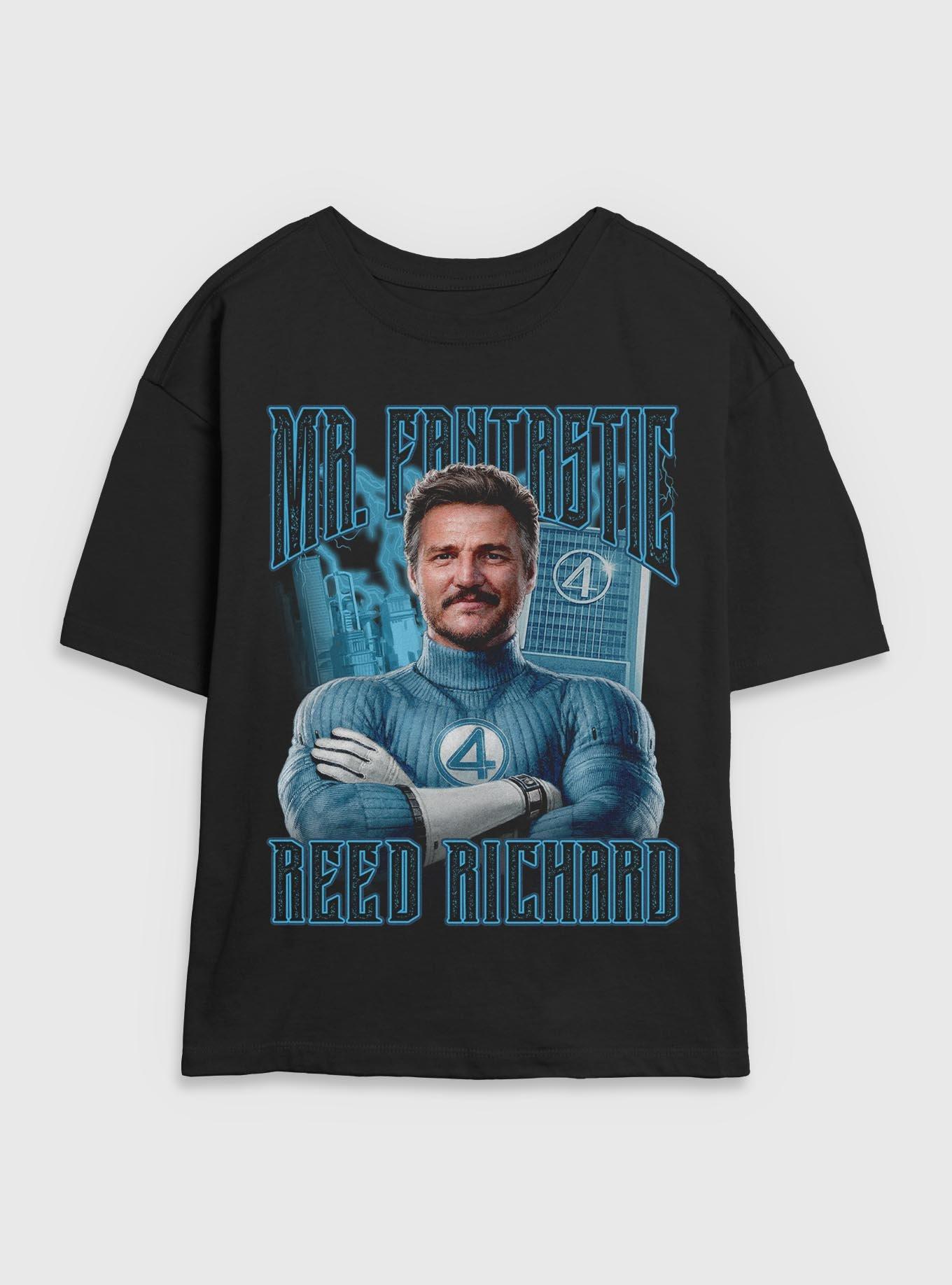 Marvel The Fantastic Four: First Steps Mr. Fantastic Reed Richards Womens Skimmer T-Shirt BoxLunch Exclusive, BLACK, hi-res