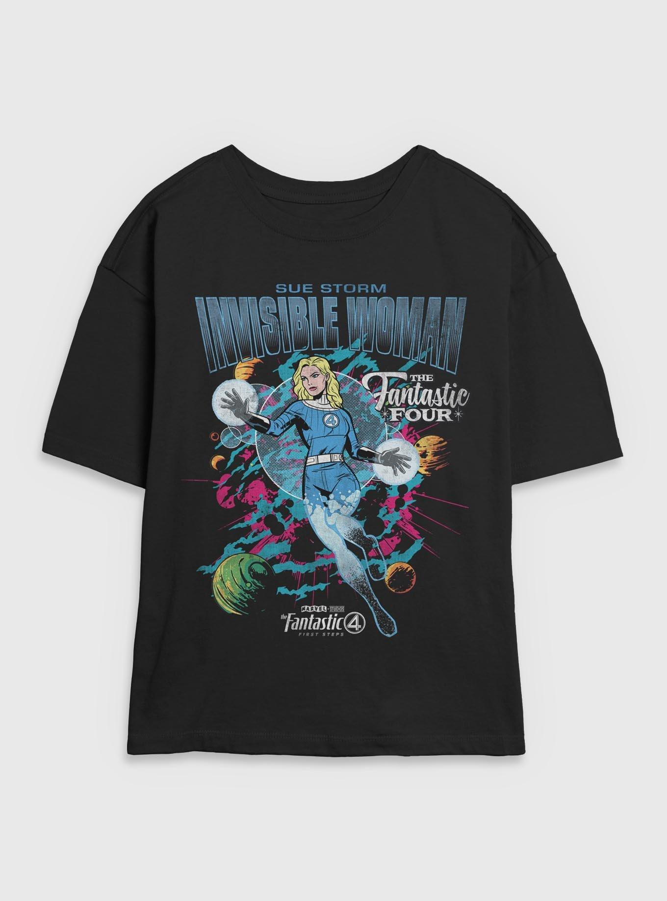 Marvel The Fantastic Four: First Steps Comic Cover Sue Storm Invisible Woman Womens Skimmer T-Shirt BoxLunch Exclusive, BLACK, hi-res