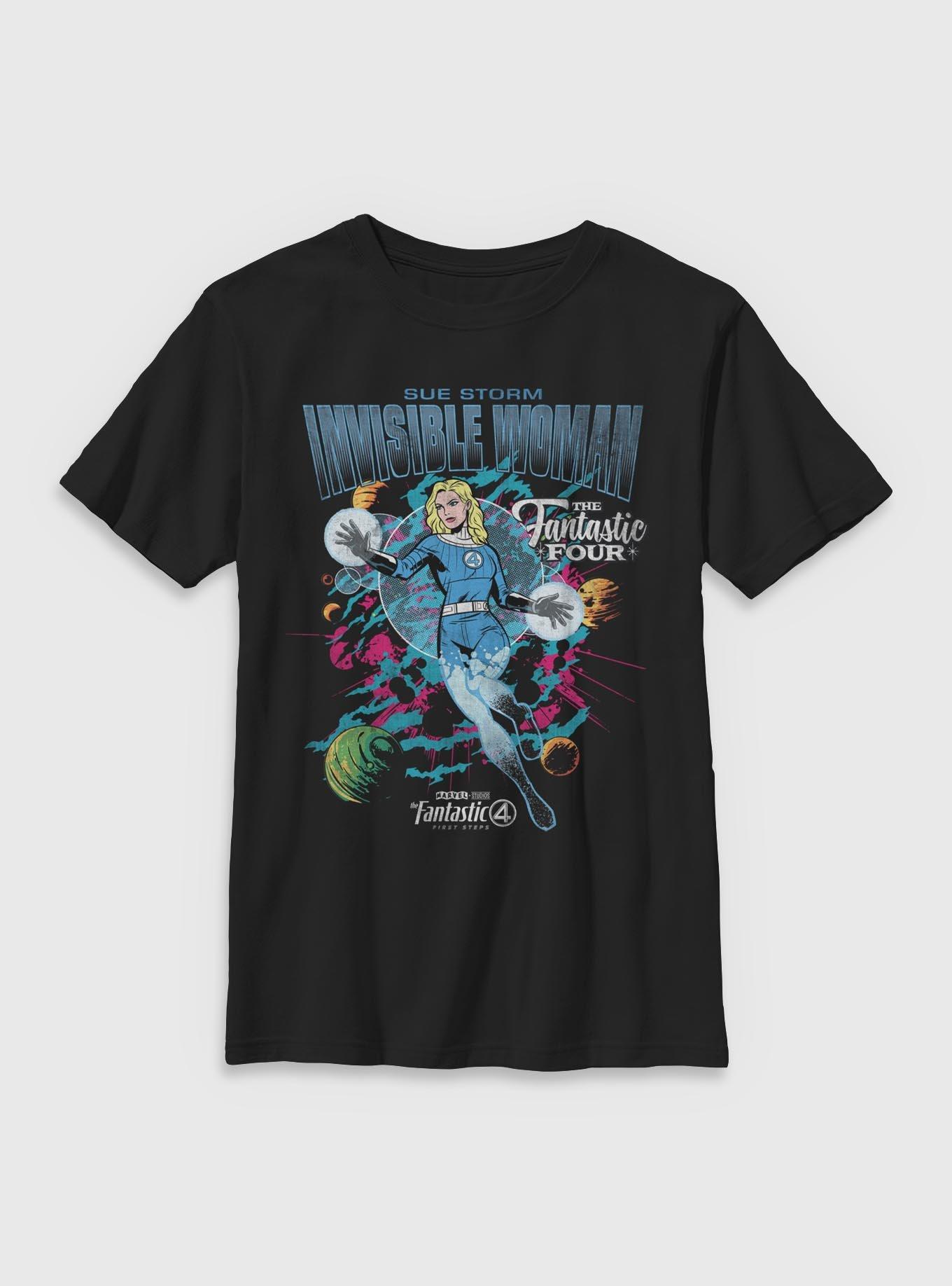 Marvel The Fantastic Four: First Steps Comic Cover Sue Storm Invisible Woman Youth T-Shirt BoxLunch Exclusive, BLACK, hi-res