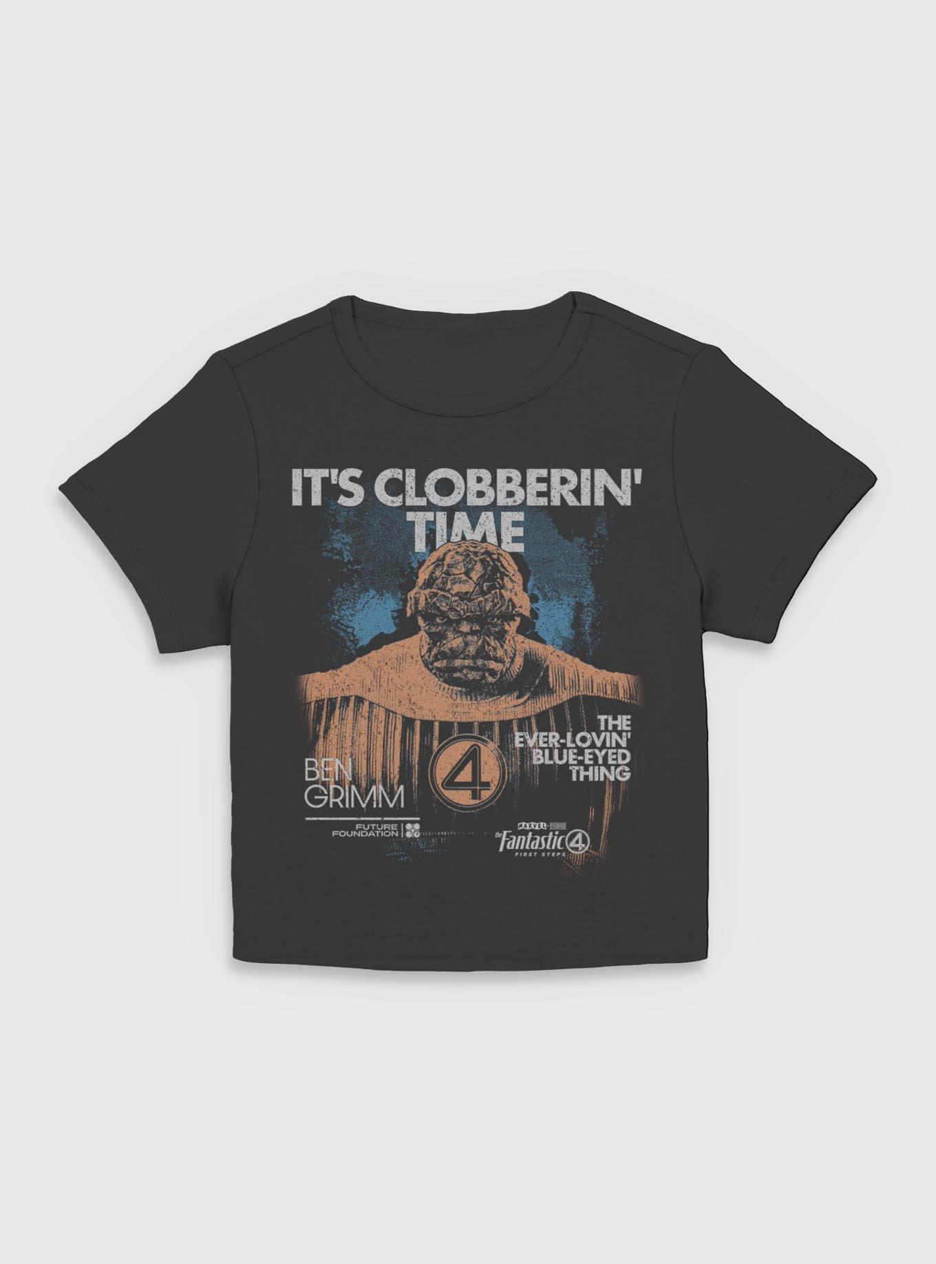 Marvel The Fantastic Four: First Steps Grunge The Thing It's Clobberin' Time Womens Baby T-Shirt BoxLunch  Exclusive, BLACK, hi-res