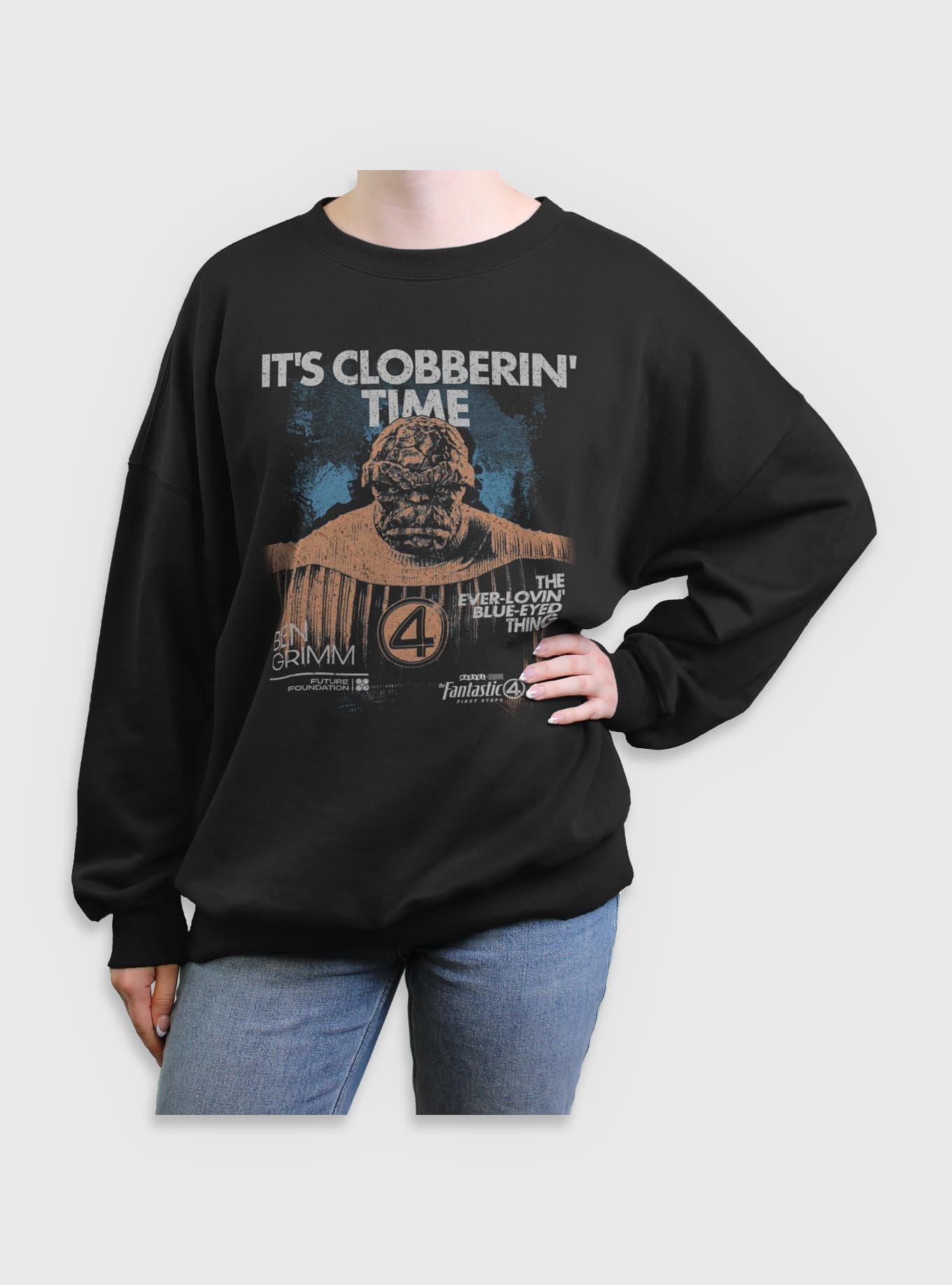 Marvel The Fantastic Four: First Steps Grunge The Thing It's Clobberin' Time Womens Oversized Sweatshirt BoxLunch Exclusive, , hi-res