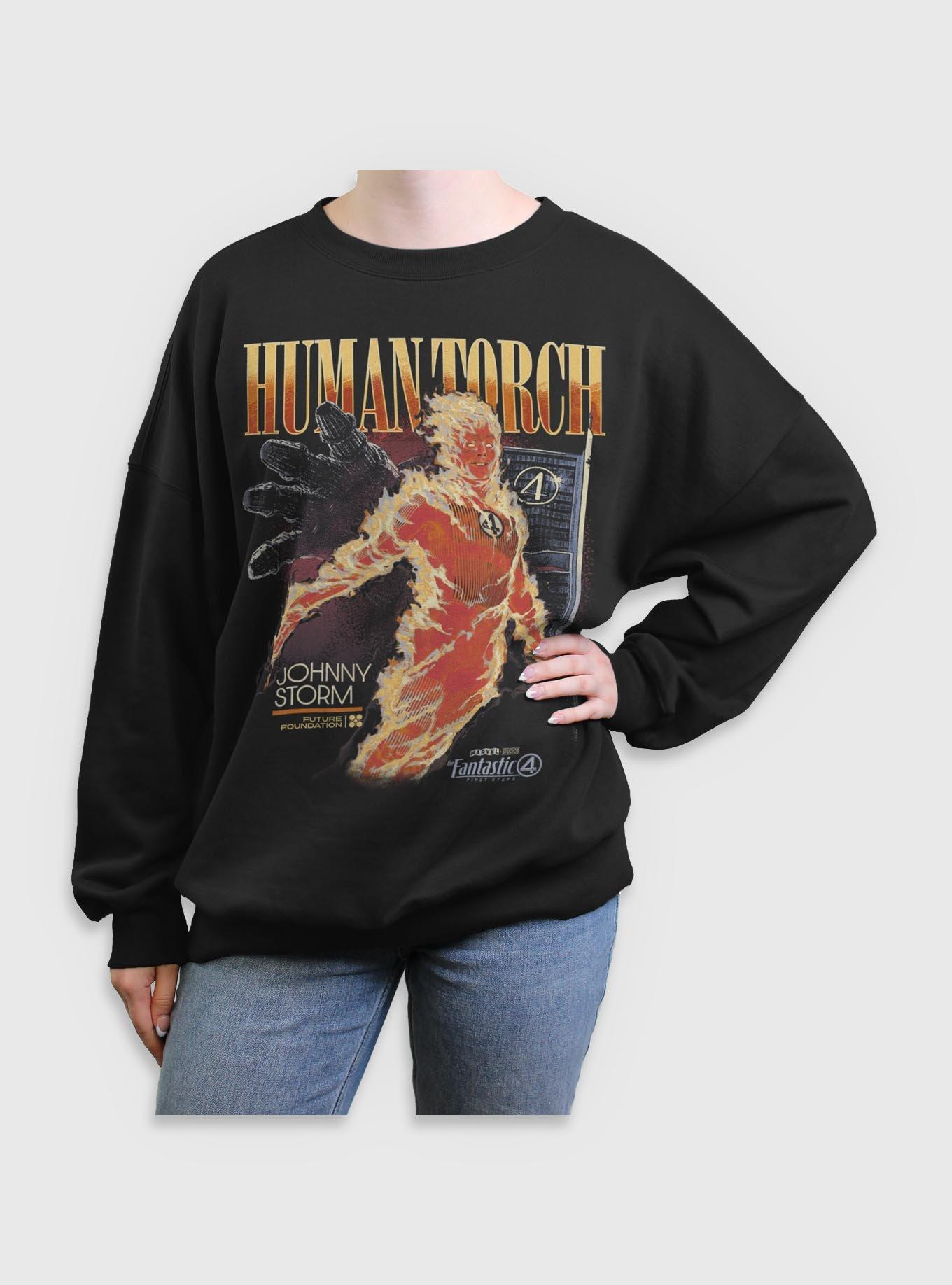 Marvel The Fantastic Four: First Steps Human Torch Future Foundation Womens Oversized Sweatshirt BoxLunch Exclusive, , hi-res