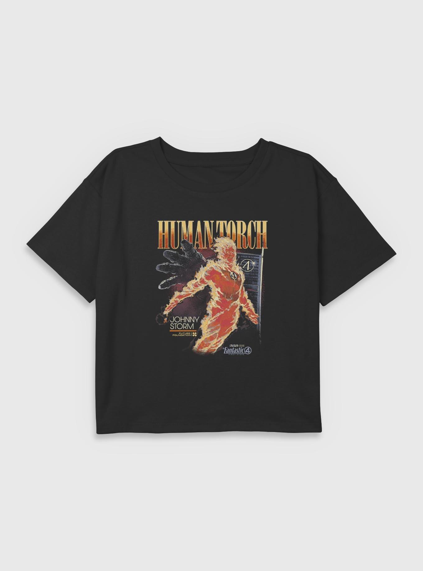 Marvel The Fantastic Four: First Steps Human Torch Future Foundation Youth Girls Boxy T-Shirt BoxLunch Exclusive, , hi-res