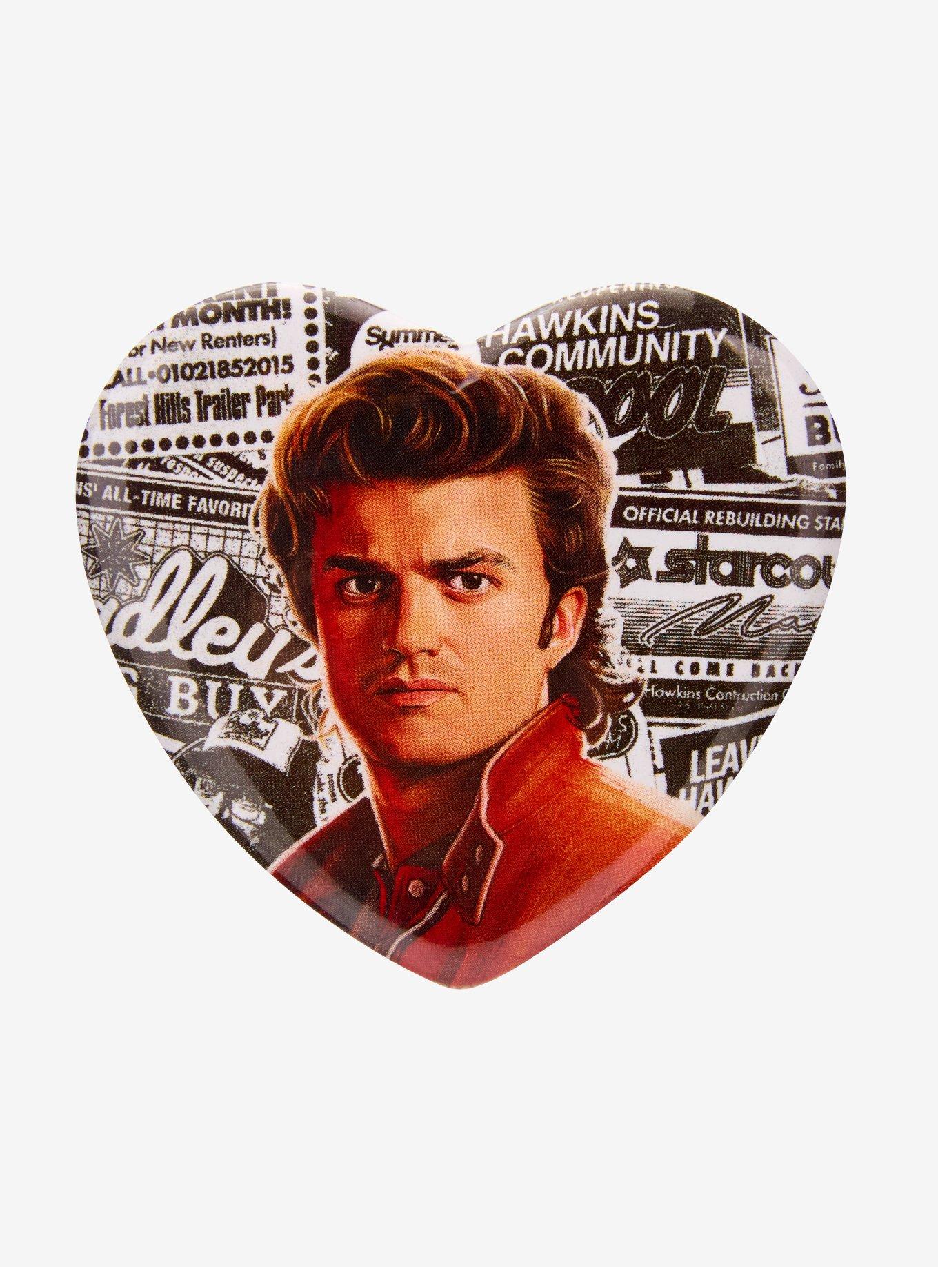 Stranger Things Steve Harrington Heart Button Pin - BoxLunch Exclusive, , hi-res