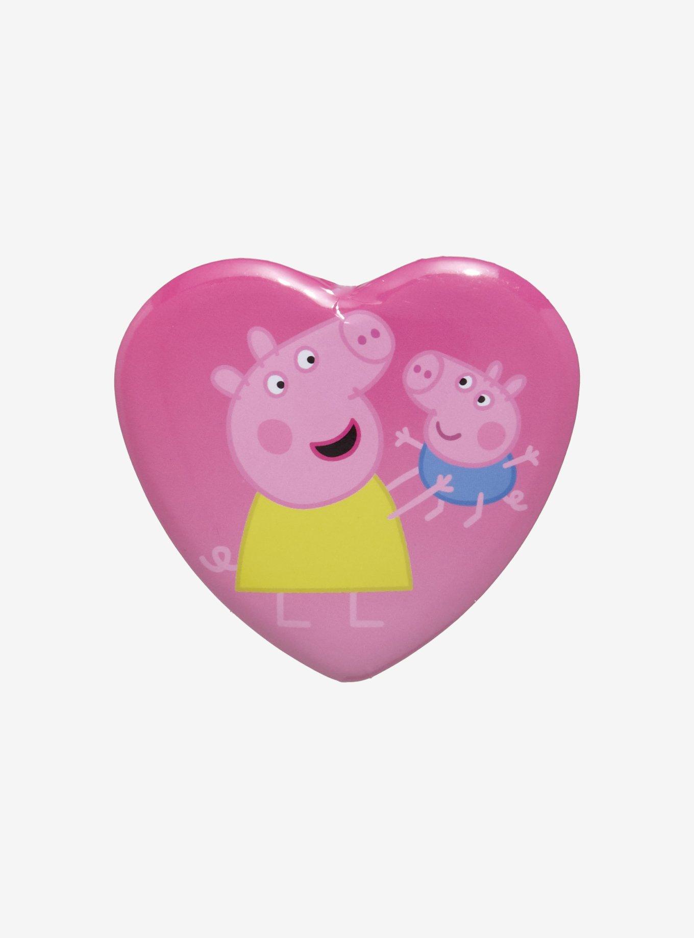 Peppa Pig Peppa & George Heart Button Pin - BoxLunch Exclusive, , hi-res