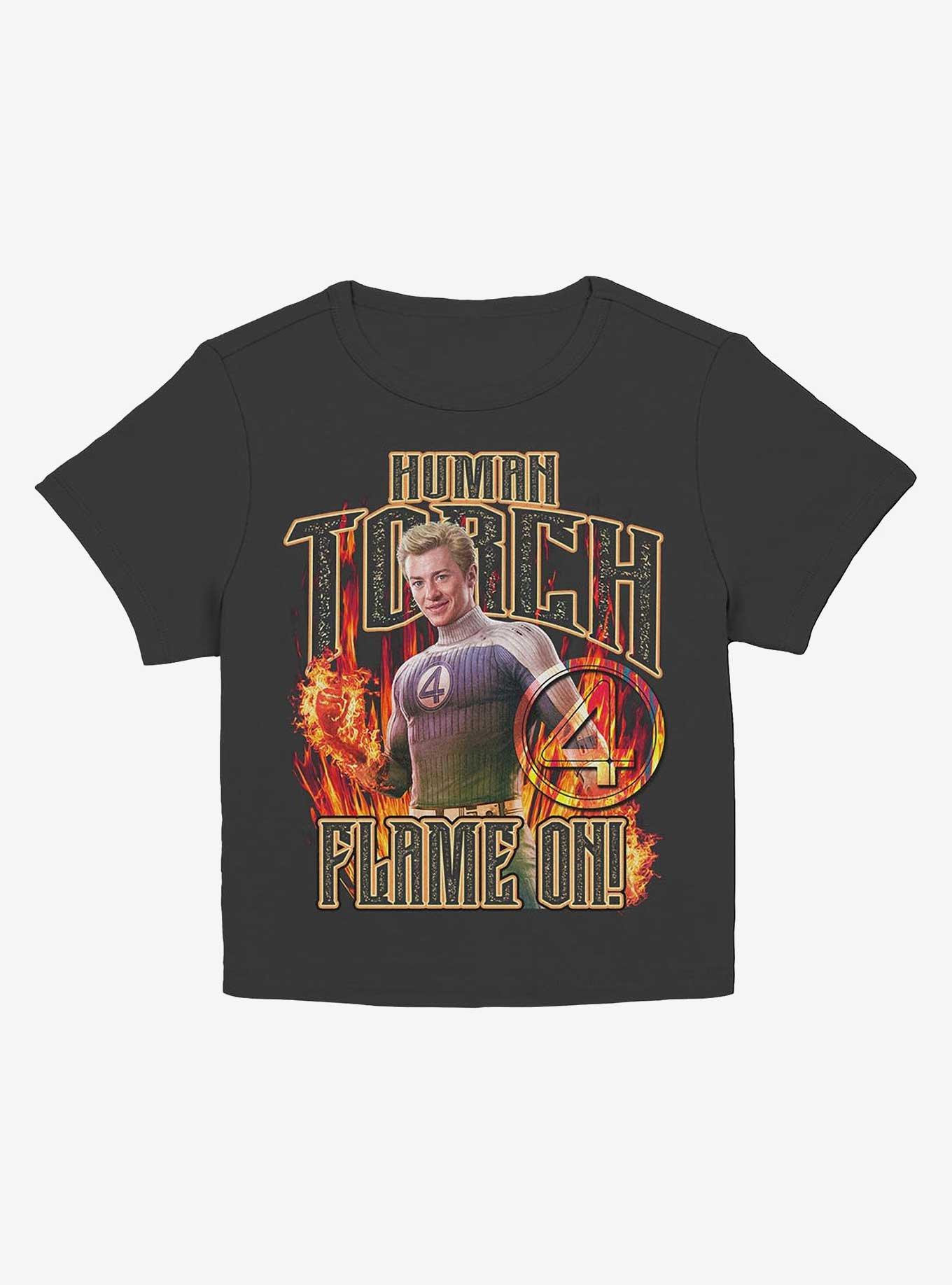 Marvel The Fantastic Four: First Steps Torch Flames Girls Baby T-Shirt Hot Topic Web Exclusive, BLACK, hi-res