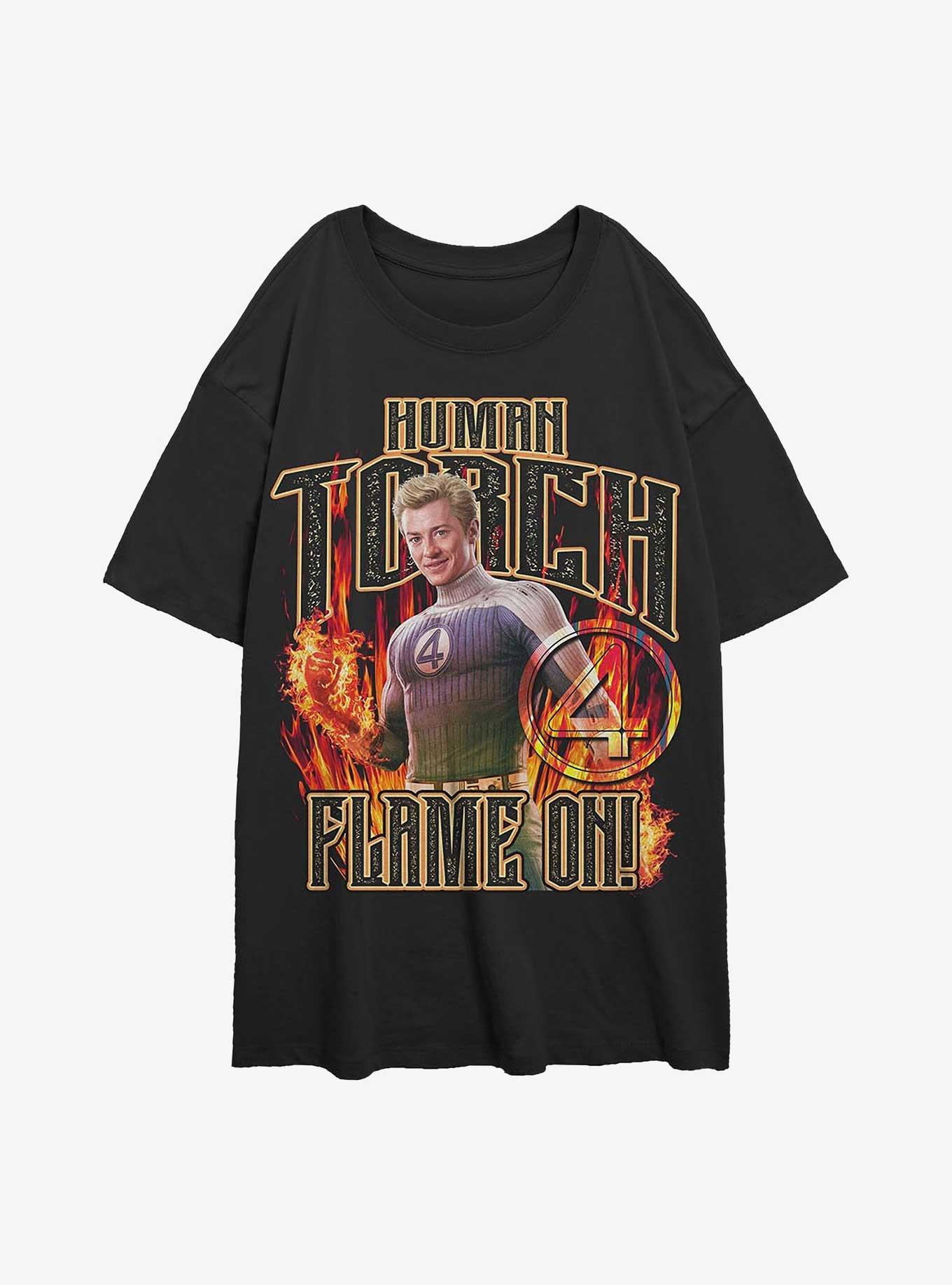 Marvel The Fantastic Four: First Steps Torch Flames Girls Oversized T-Shirt Hot Topic Exclusive, , hi-res