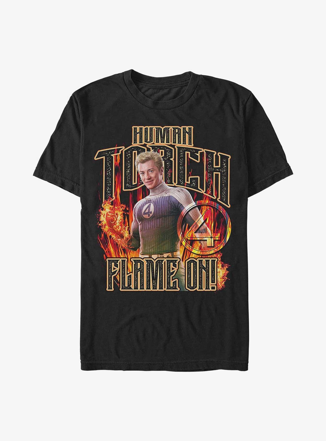 Marvel The Fantastic Four: First Steps Torch Flames T-Shirt Hot Topic Web Exclusive, BLACK, hi-res