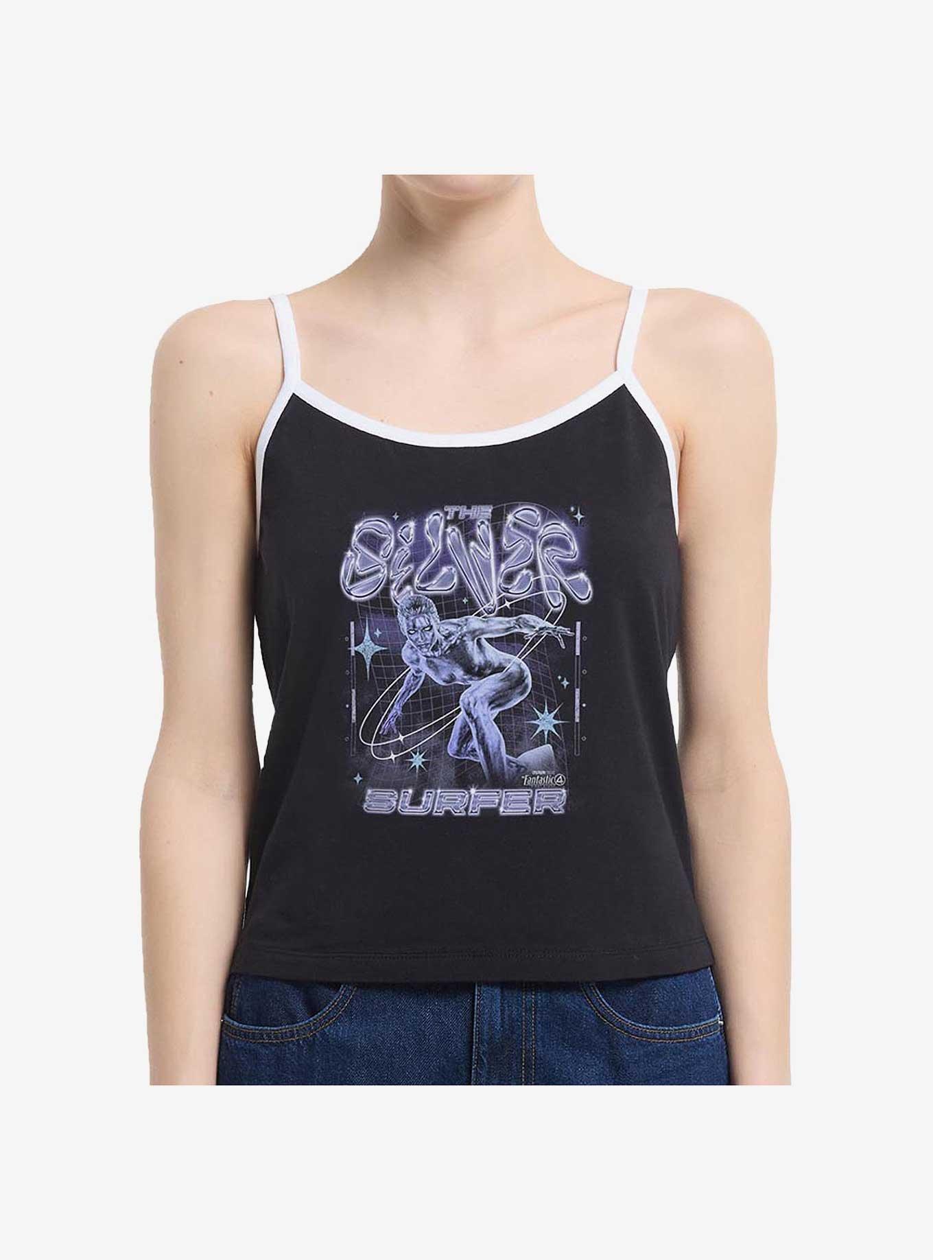 Marvel The Fantastic Four: First Steps Silver Surfer Chrome Shine Girls Cami Hot Topic Web Exclusive, BLACK, hi-res