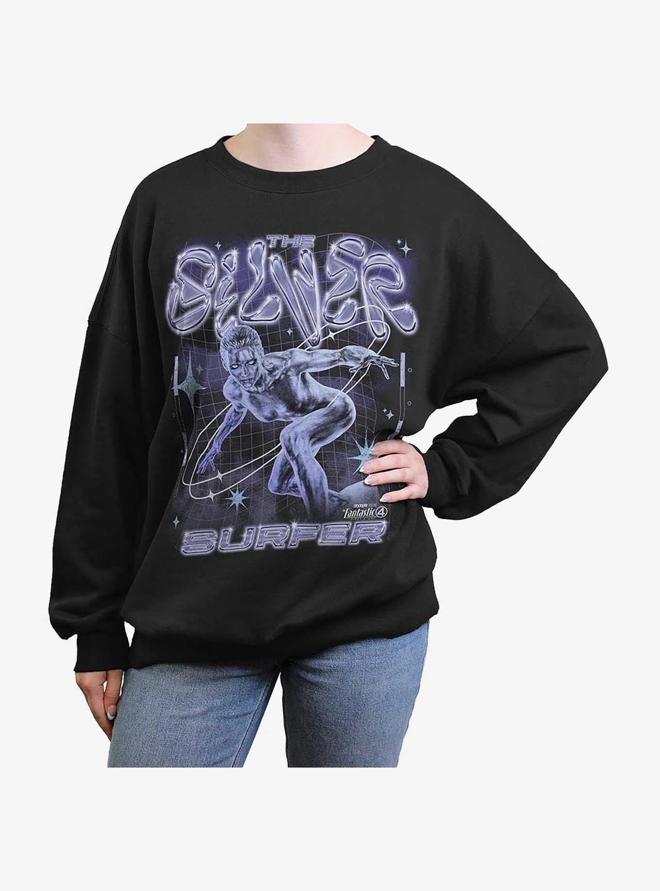 Marvel The Fantastic Four: First Steps Silver Surfer Girls Oversized Sweatshirt Hot Topic Exclusive, BLACK, hi-res