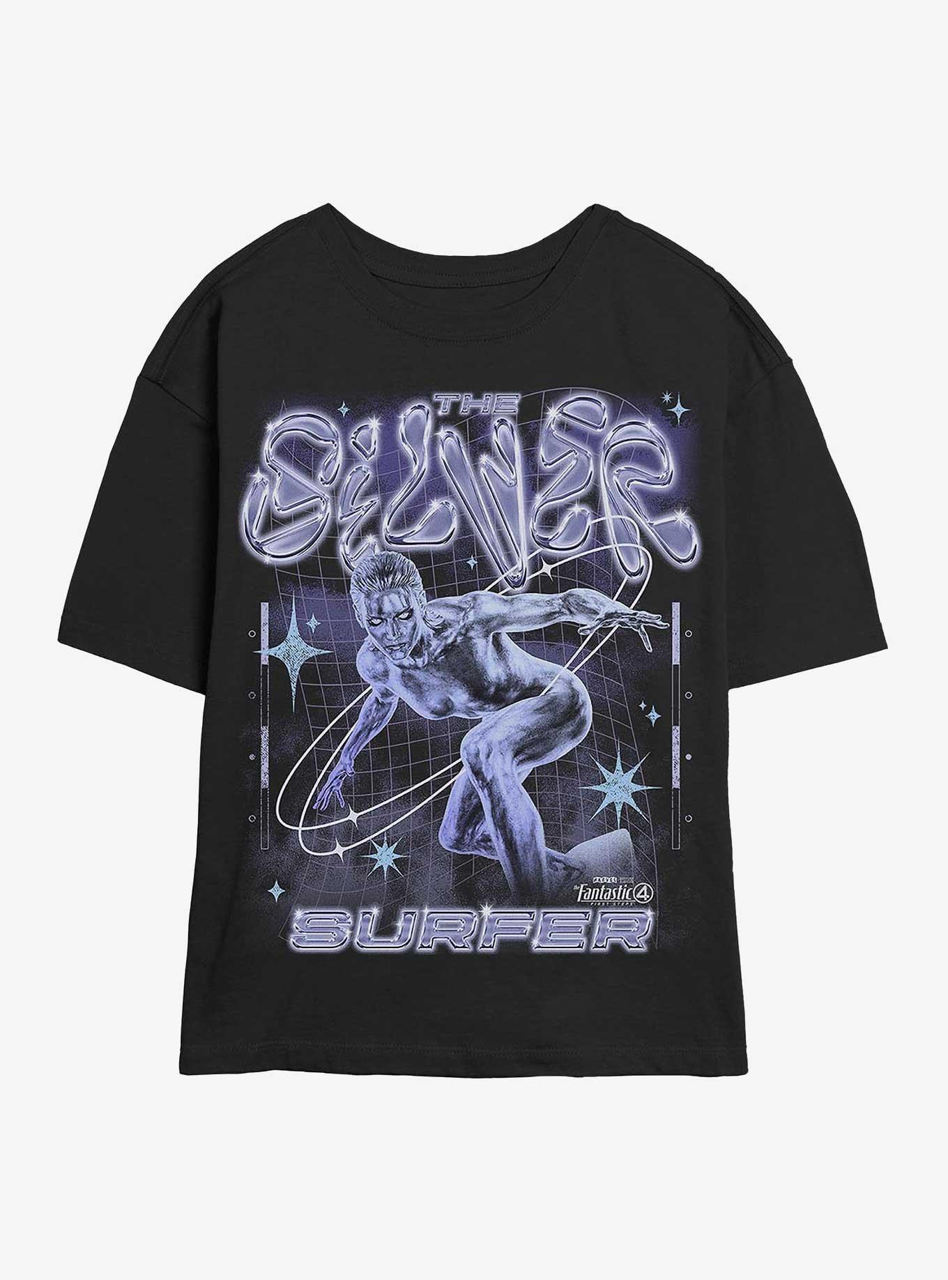 Marvel The Fantastic Four: First Steps Silver Surfer Girls Skimmer T-Shirt Hot Topic Exclusive, BLACK, hi-res