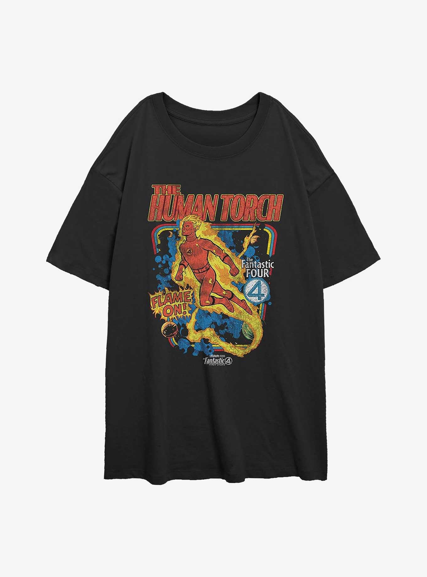 Marvel The Fantastic Four: First Steps Blazing Storm Girls Oversized T-Shirt Hot Topic Web Exclusive, BLACK, hi-res