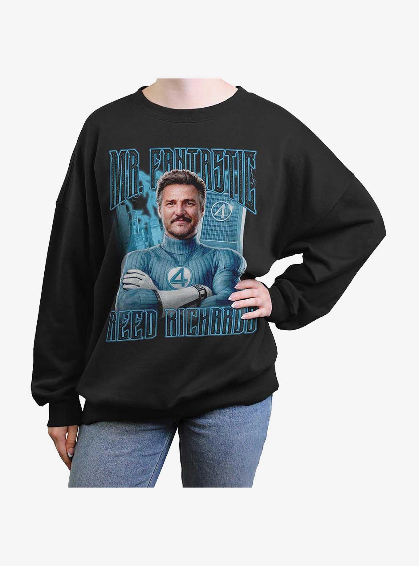 Marvel The Fantastic Four: First Steps Reed Fantastic Girls Oversized Sweatshirt Hot Topic Web Exclusive, BLACK, hi-res