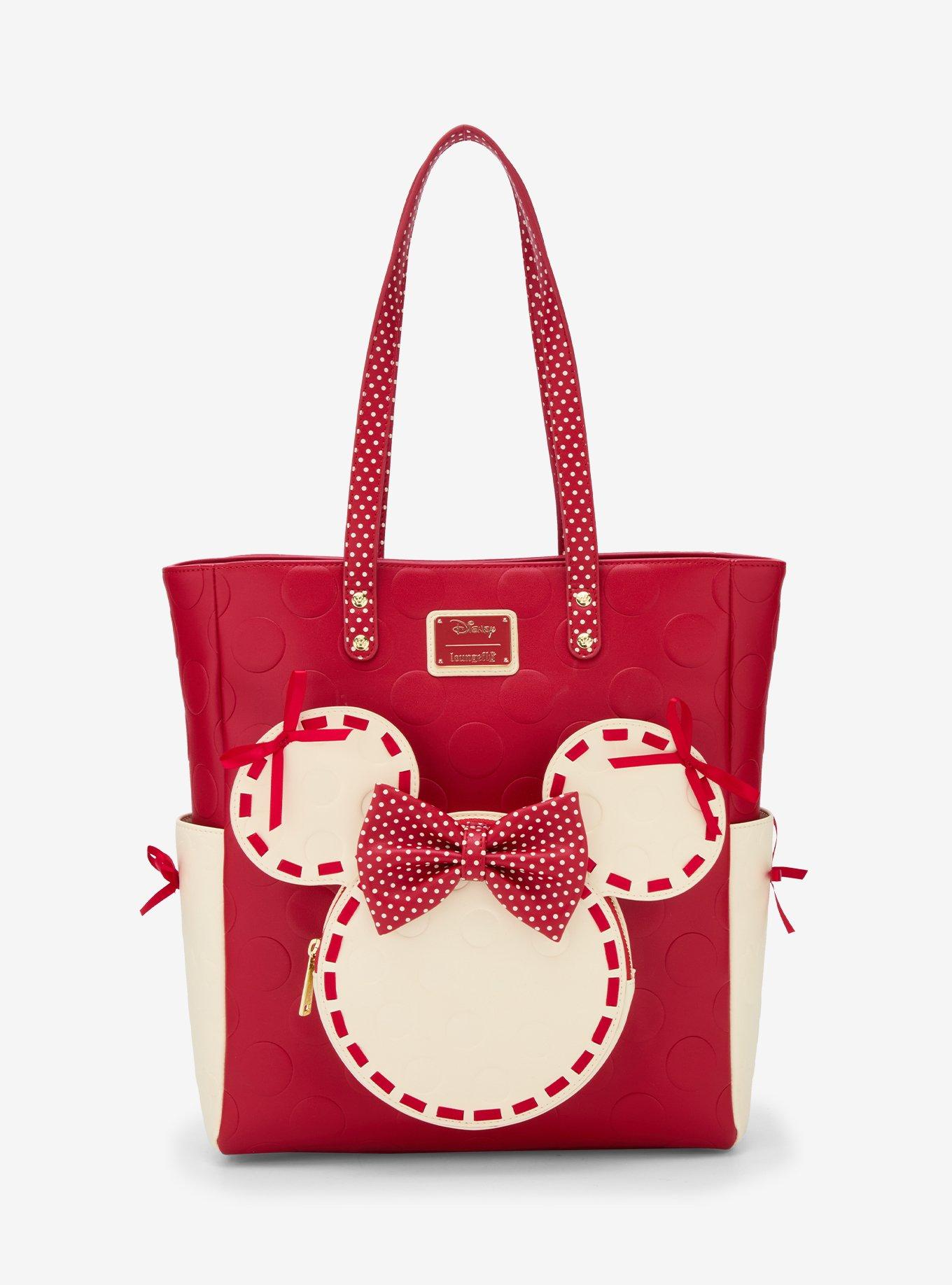 Loungefly Disney Minnie Mouse Red Lace Polka Dot Tote Bag, , hi-res