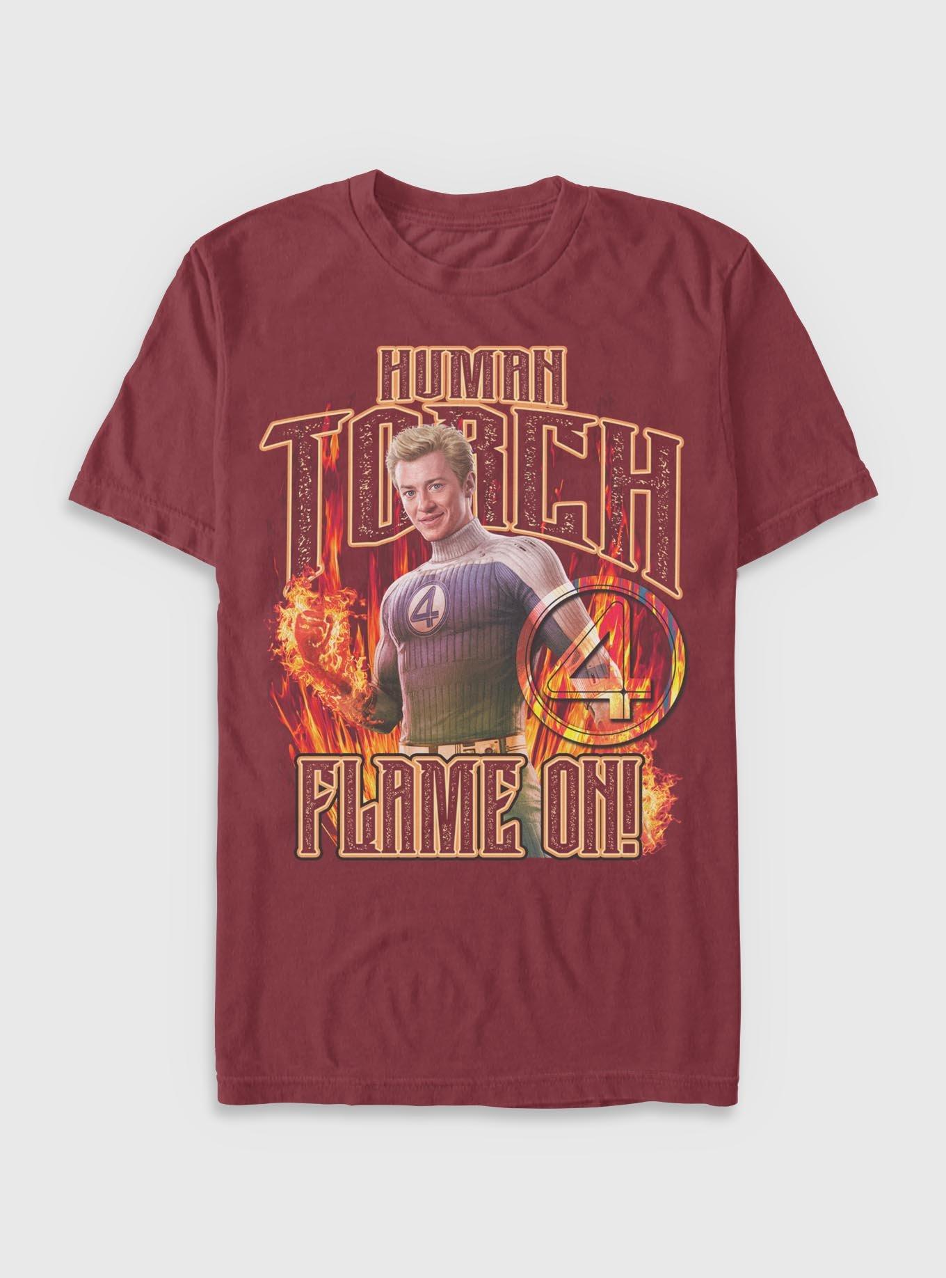 Marvel The Fantastic Four: First Steps Johnny Storm Human Torch Flame On Garment Dye T-Shirt BoxLunch Exclusive, , hi-res