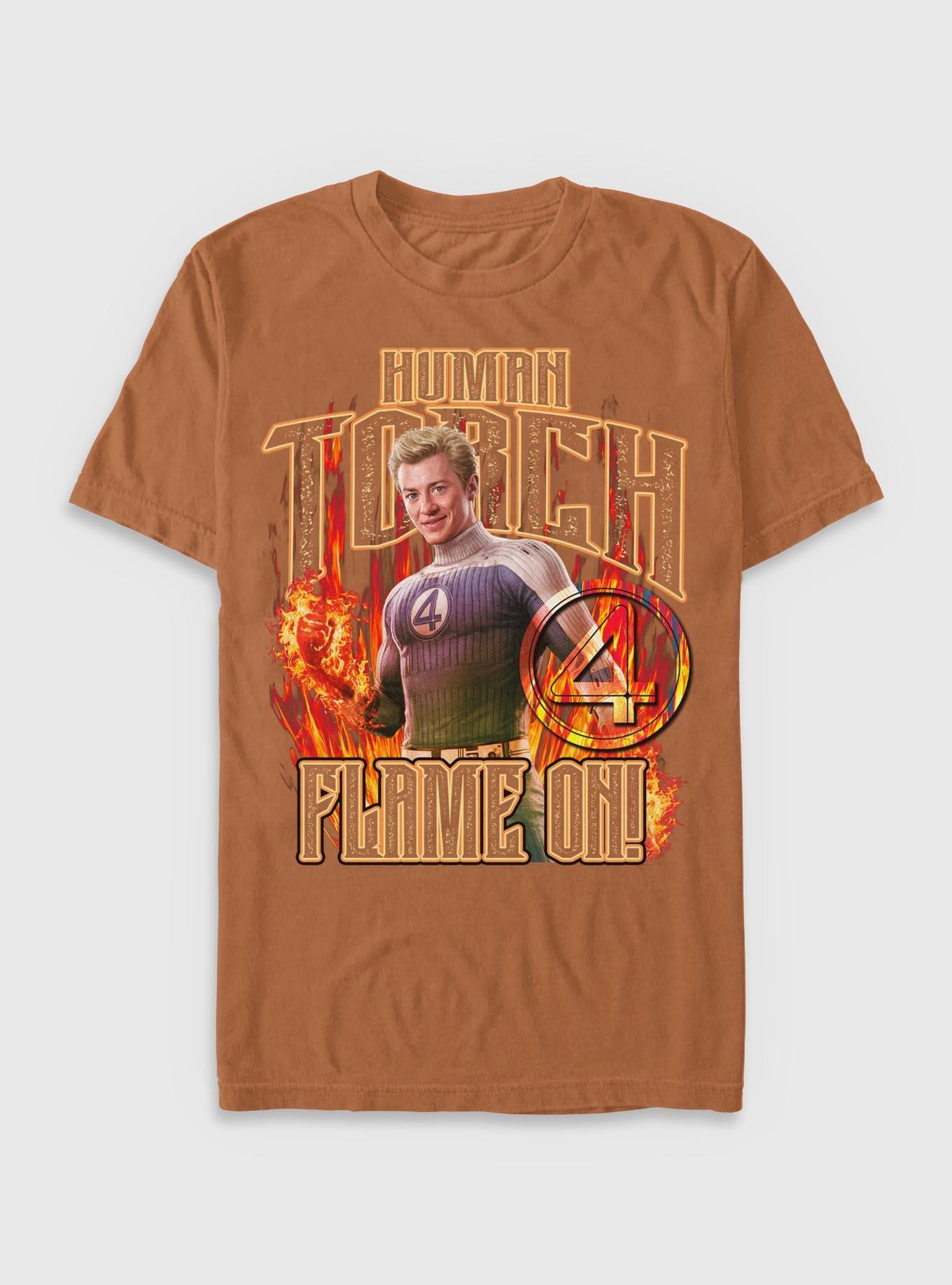Marvel The Fantastic Four: First Steps Johnny Storm Human Torch Flame On Garment Dye T-Shirt BoxLunch Exclusive, YAM, hi-res
