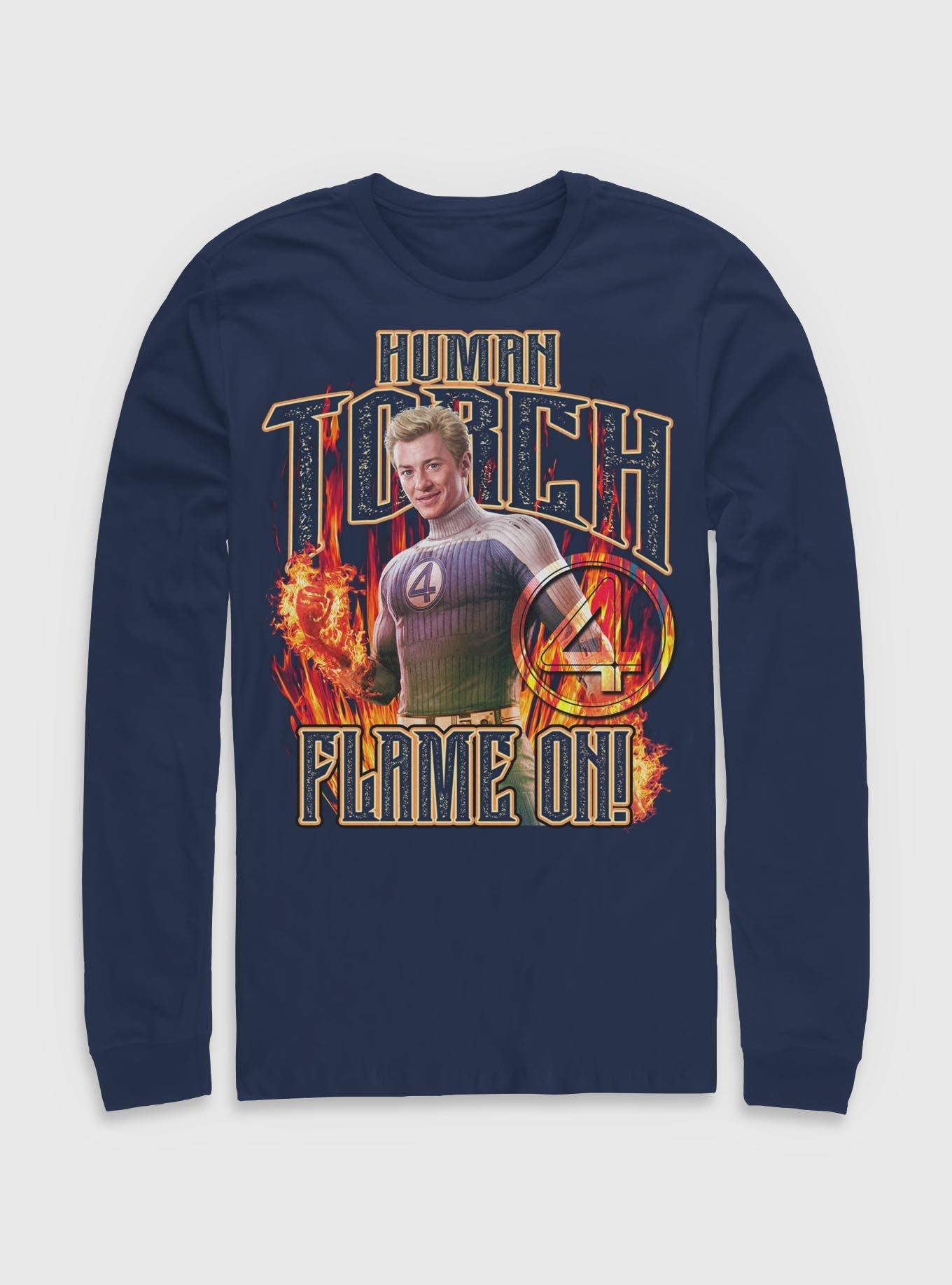 Marvel The Fantastic Four: First Steps Johnny Storm Human Torch Flame On Long-Sleeve T-Shirt BoxLunch Exclusive, , hi-res