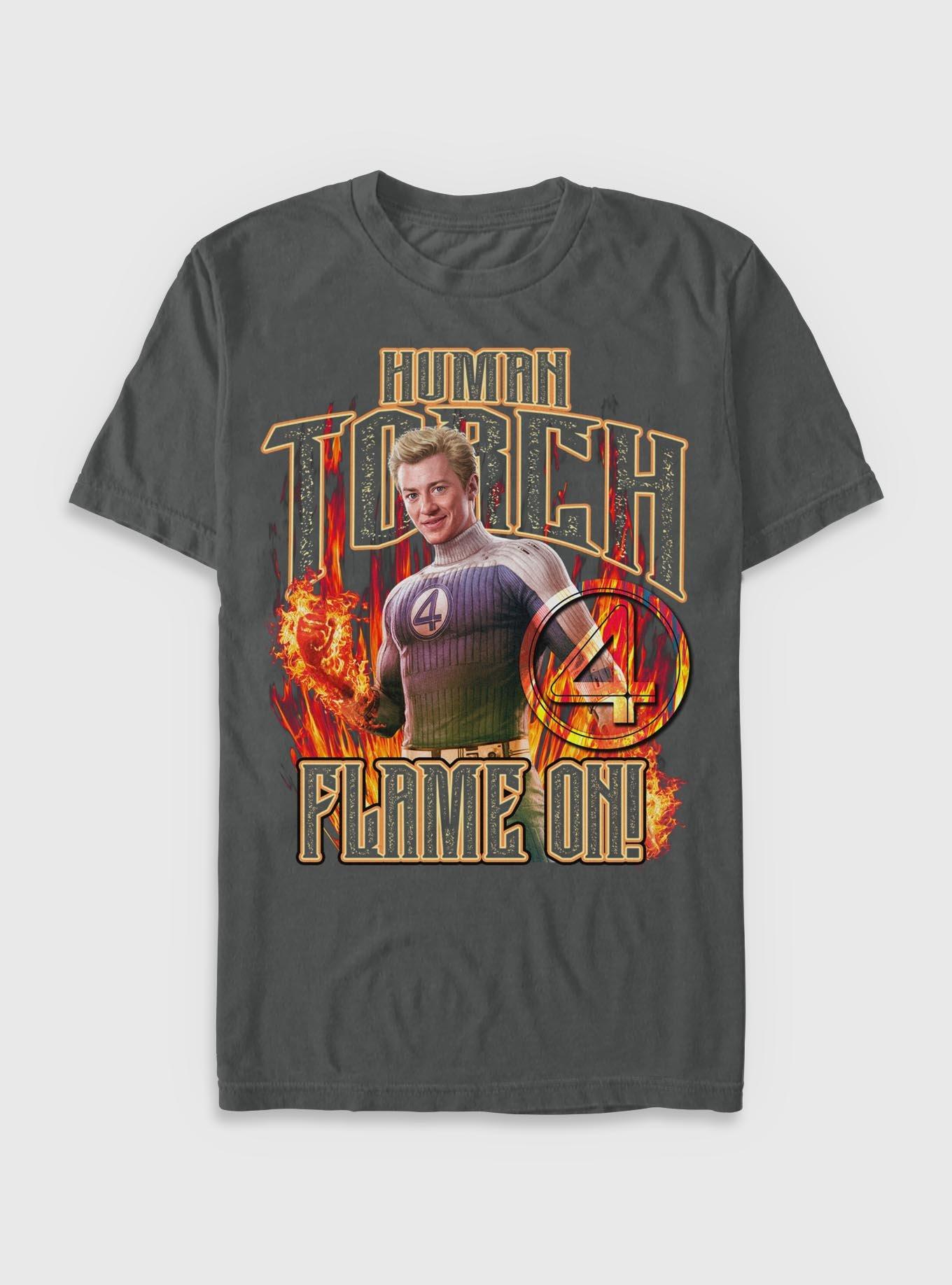 Marvel The Fantastic Four: First Steps Johnny Storm Human Torch Flame On Garment Dye T-Shirt BoxLunch Exclusive, , hi-res