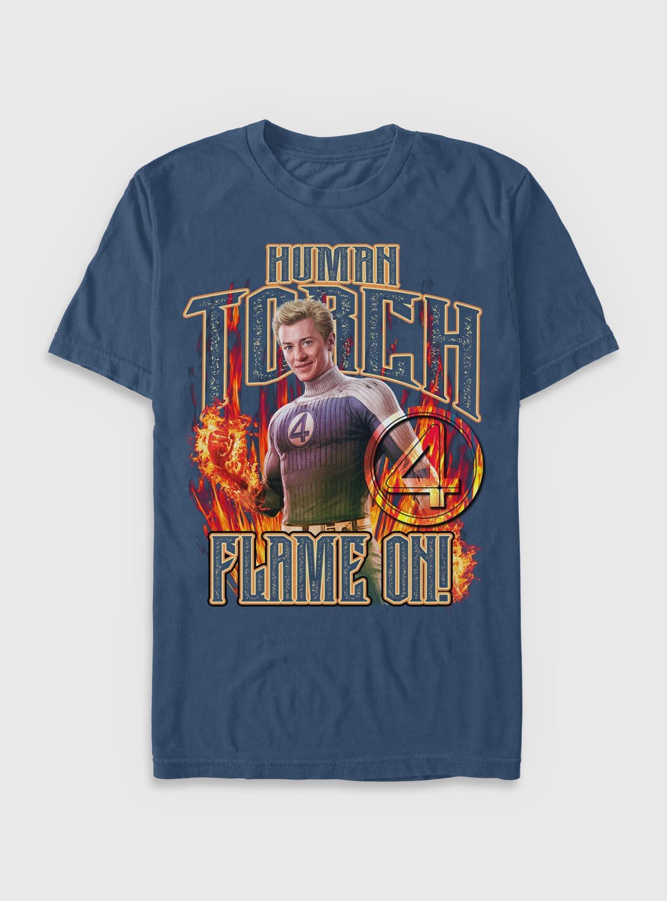 Marvel The Fantastic Four: First Steps Johnny Storm Human Torch Flame On Garment Dye T-Shirt BoxLunch Exclusive, , hi-res