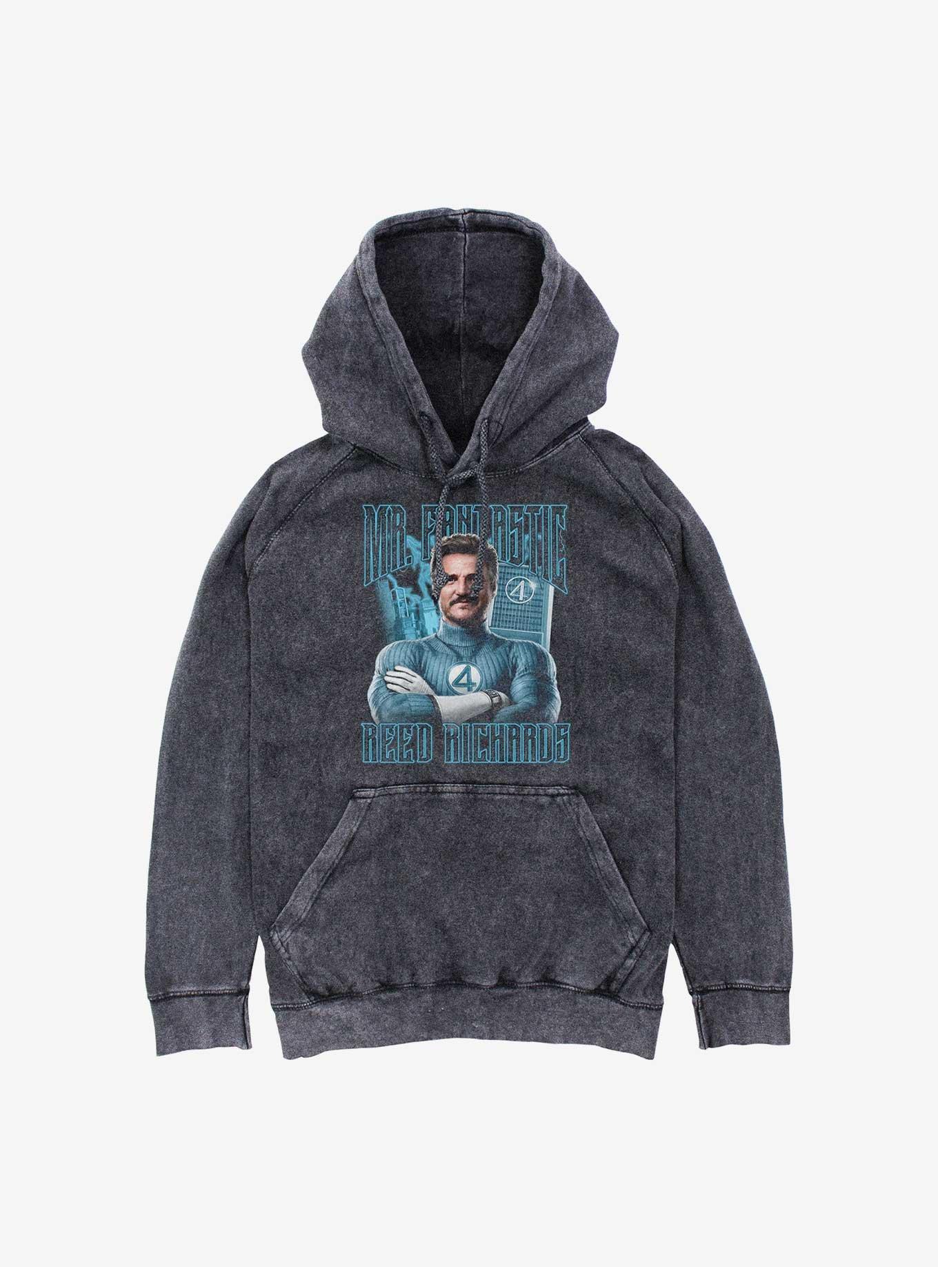 Marvel The Fantastic Four: First Steps Mr. Fantastic Reed Richards Mineral Wash Hoodie BoxLunch Exclusive, , hi-res