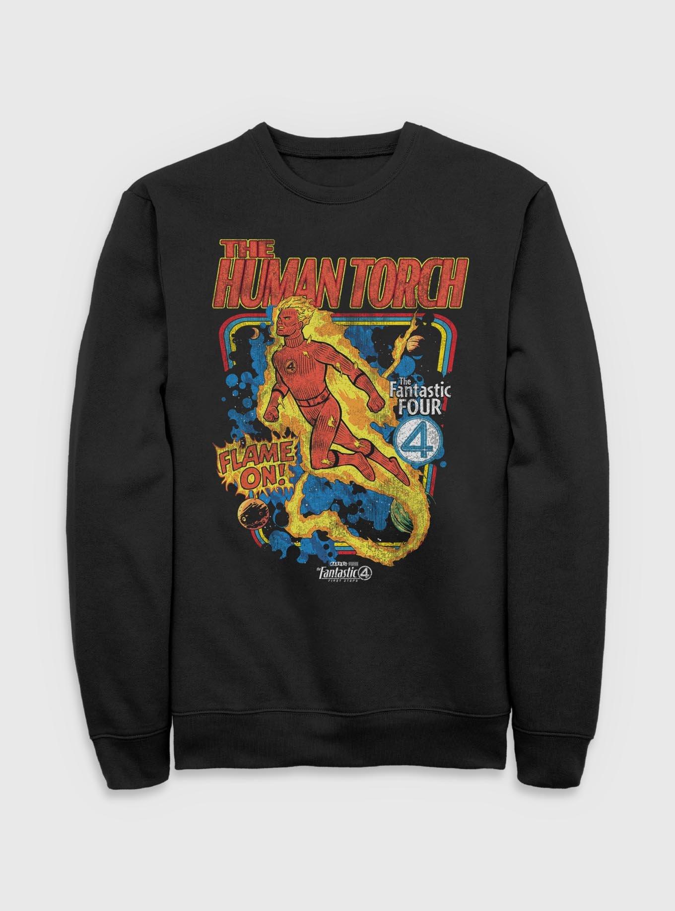 Marvel The Fantastic Four: First Steps Comic Cover Johnny Storm Human Torch Sweatshirt BoxLunch Exclusive, , hi-res