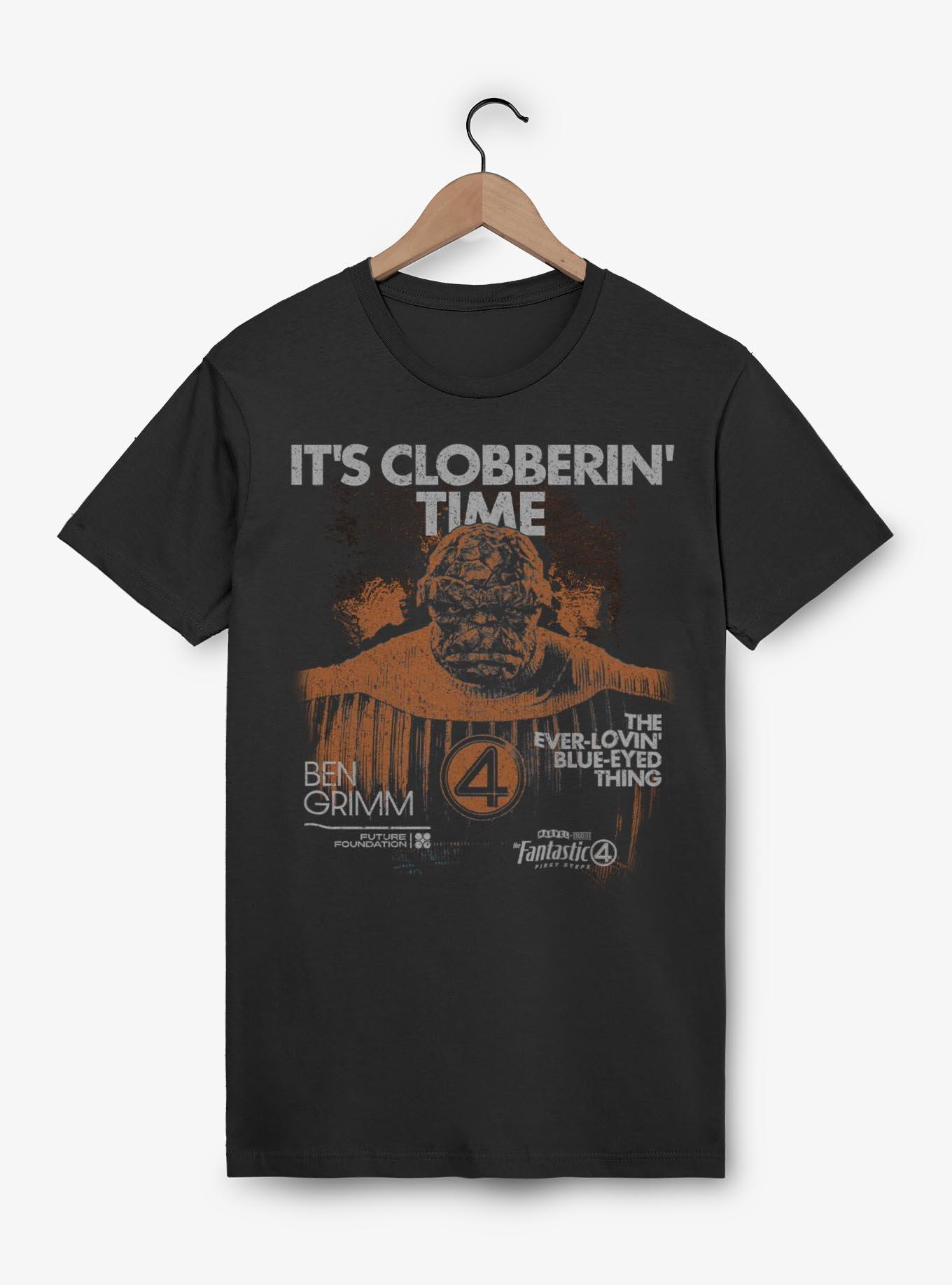 Marvel The Fantastic Four: First Steps Grunge The Thing It's Clobberin' Time T-Shirt BoxLunch Exclusive, BLACK, hi-res