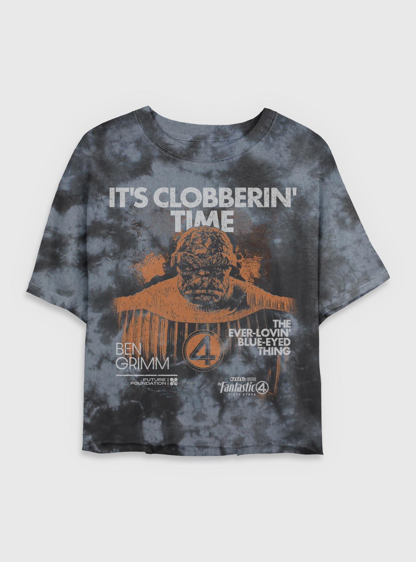 Marvel The Fantastic Four: First Steps Grunge The Thing It's Clobberin' Time Womens Tie-Dye Crop T-Shirt BoxLunch Exclusive, , hi-res