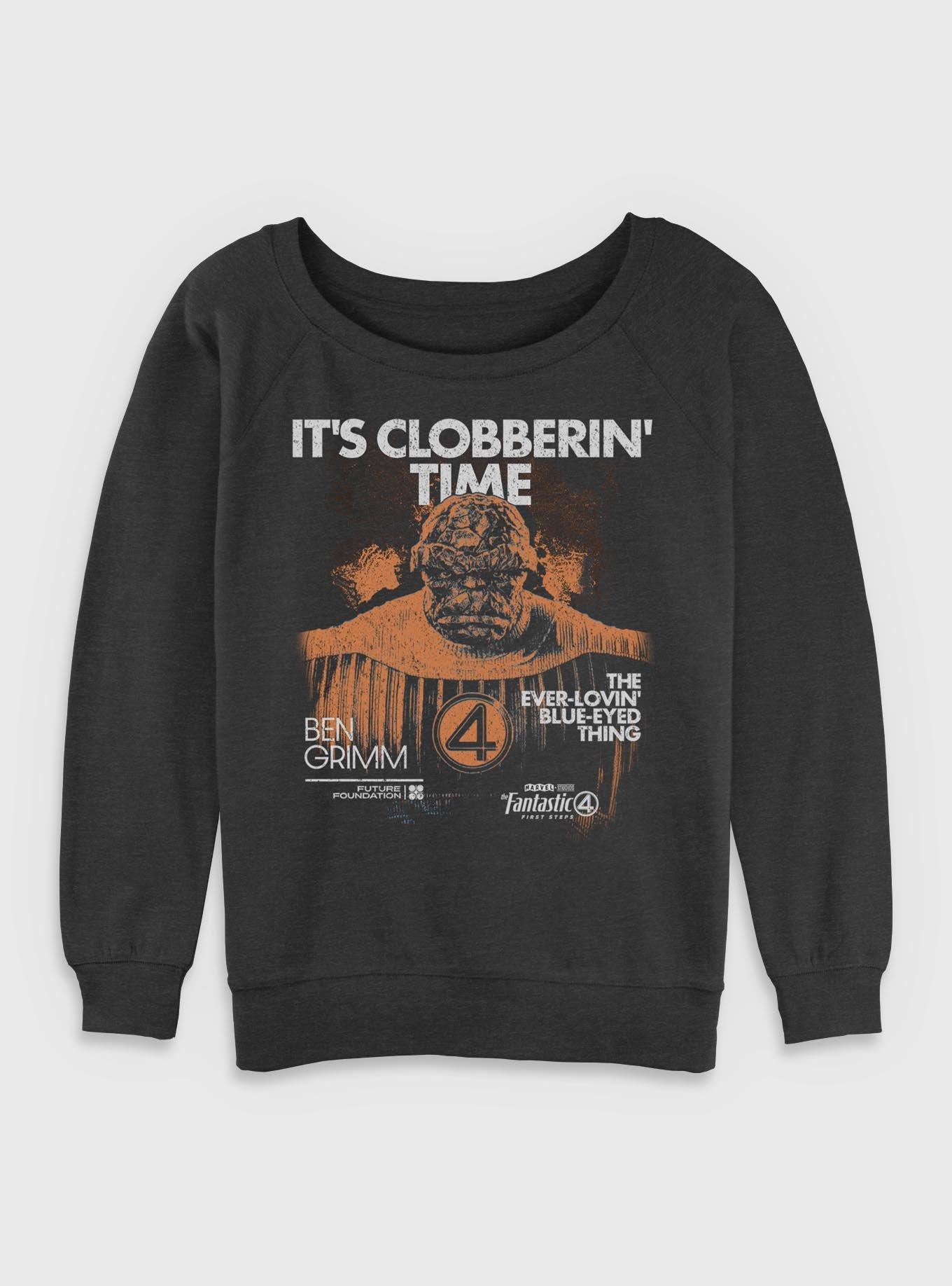 Marvel The Fantastic Four: First Steps Grunge The Thing It's Clobberin' Time Womens Slouchy Sweatshirt BoxLunch Exclusive, , hi-res