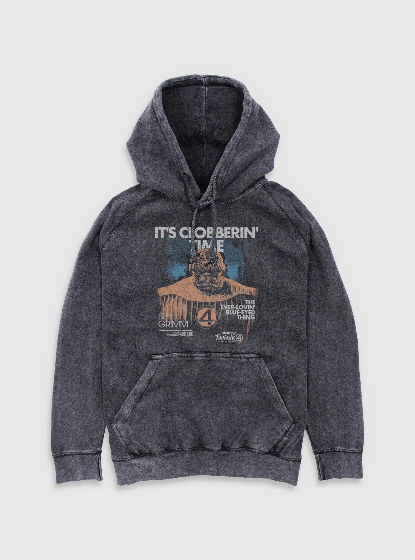 Marvel The Fantastic Four: First Steps Grunge The Thing It's Clobberin' Time Mineral Wash Hoodie BoxLunch Exclusive, , hi-res