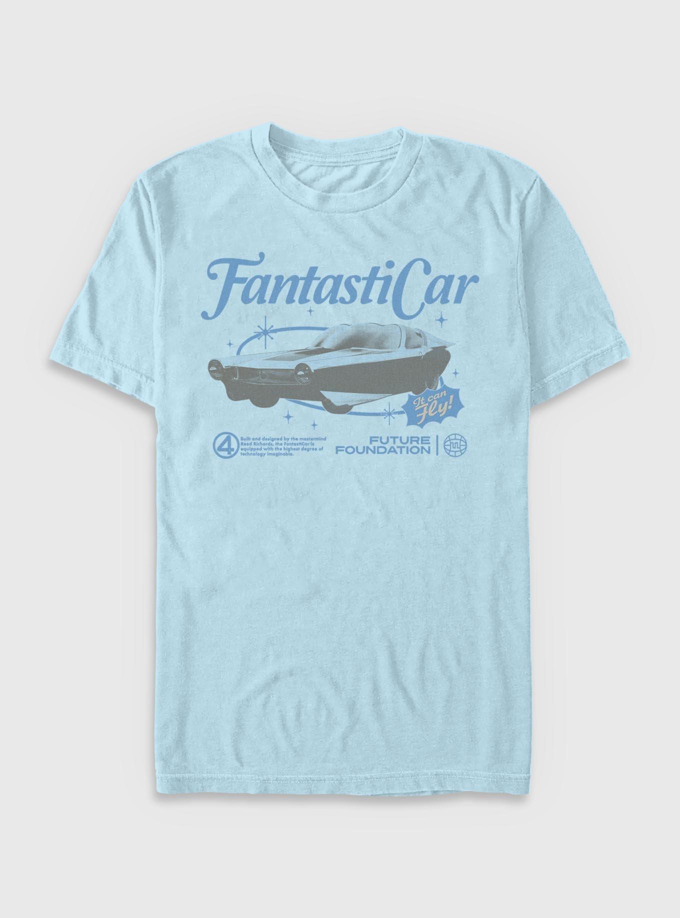 Marvel The Fantastic Four: First Steps Retro Fantasticar Garment Dye T-Shirt BoxLunch Exclusive, CHAMBRAY, hi-res