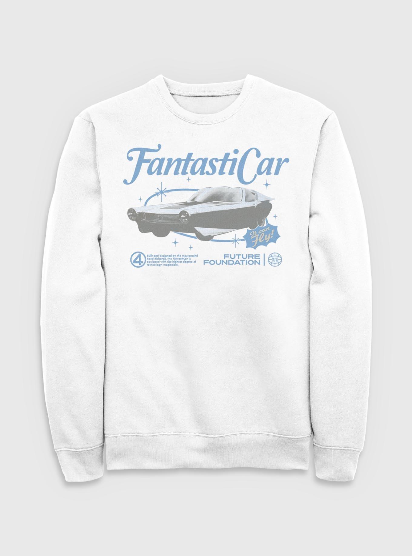 Marvel The Fantastic Four: First Steps Retro Fantasticar Sweatshirt BoxLunch Exclusive, WHITE, hi-res