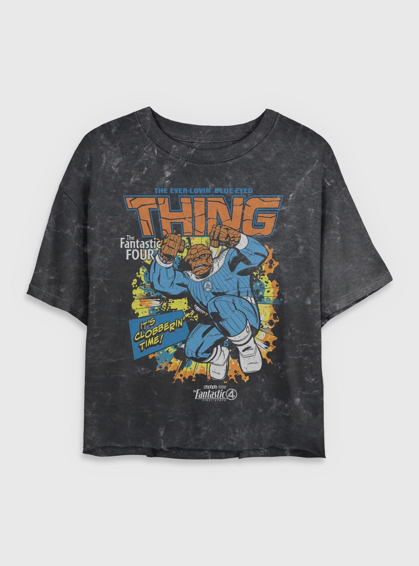 Marvel The Fantastic Four: First Steps Comic Cover Ben Grimm The Thing Womens Mineral Wash Crop T-Shirt Her Universe Exclusive, , hi-res