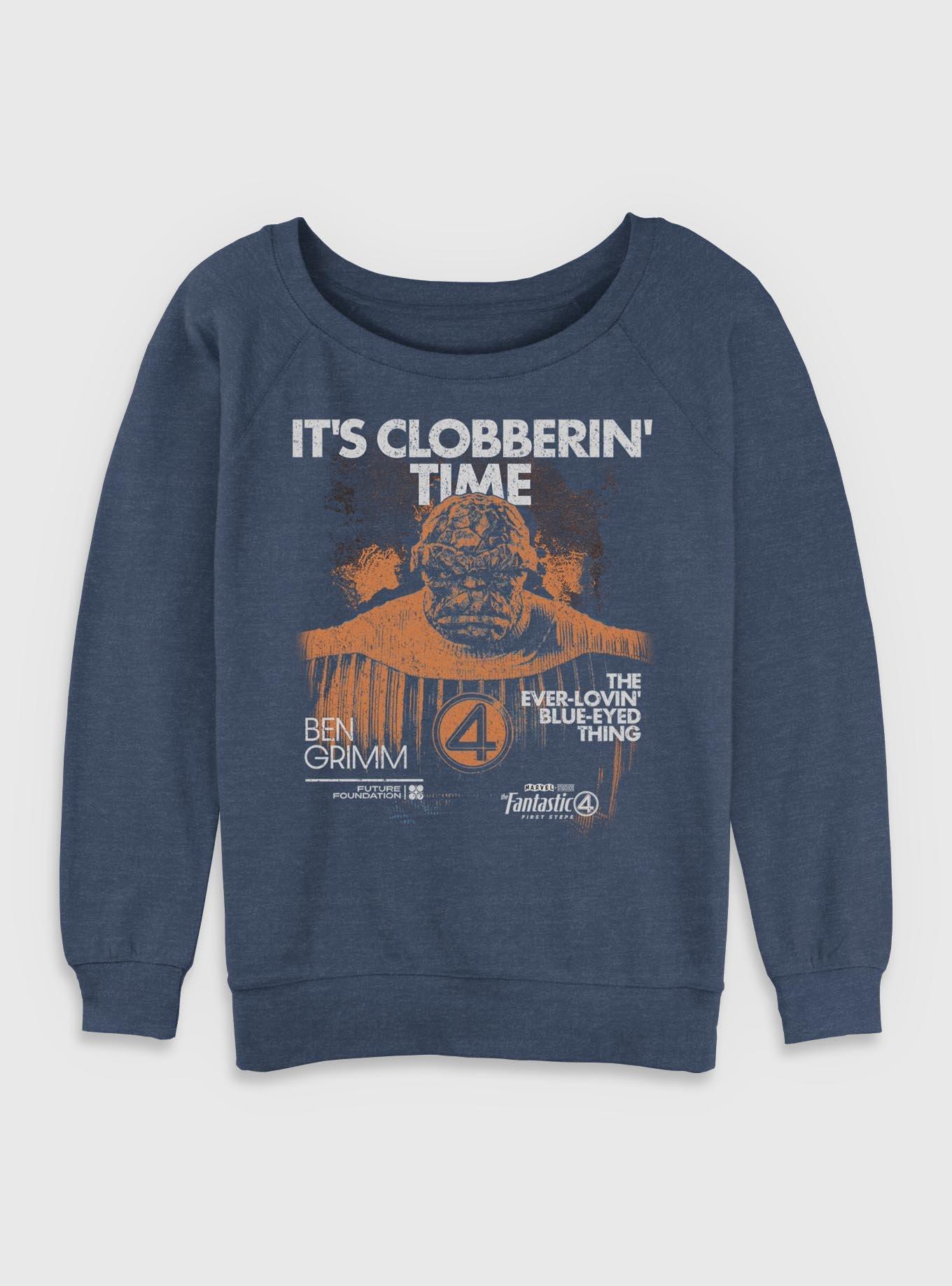 Marvel The Fantastic Four: First Steps Grunge The Thing It's Clobberin' Time Womens Slouchy Sweatshirt Her Universe Web Exclusive, , hi-res